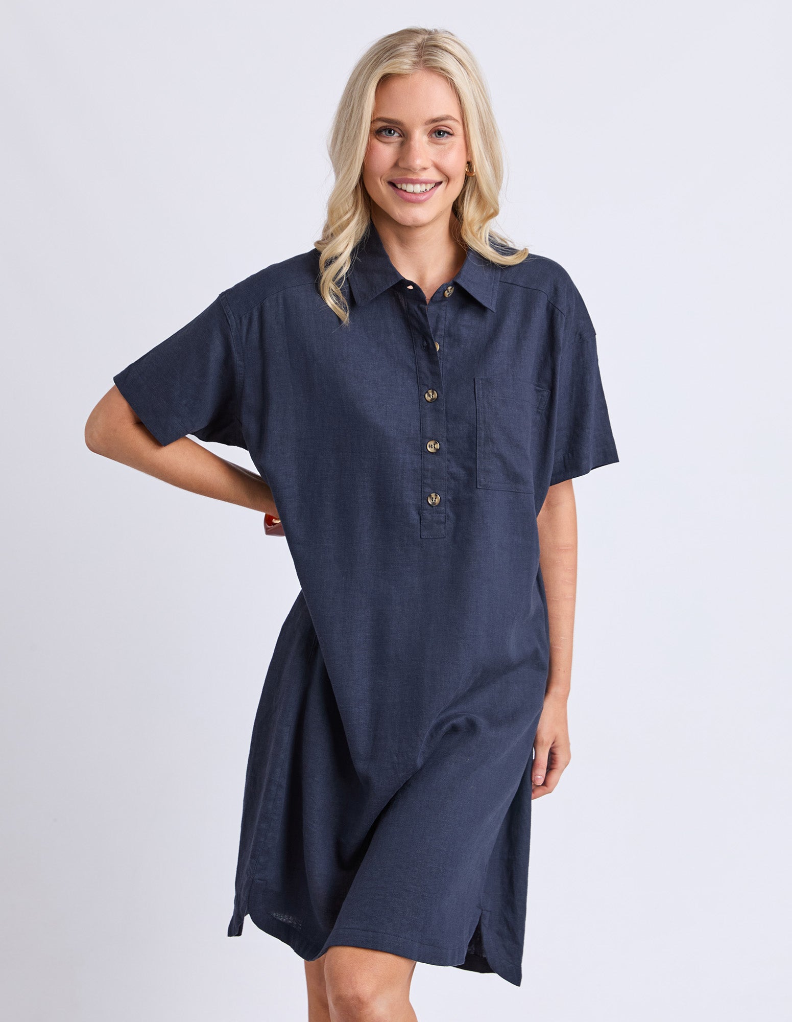 Elle Shirt Dress Classic Navy