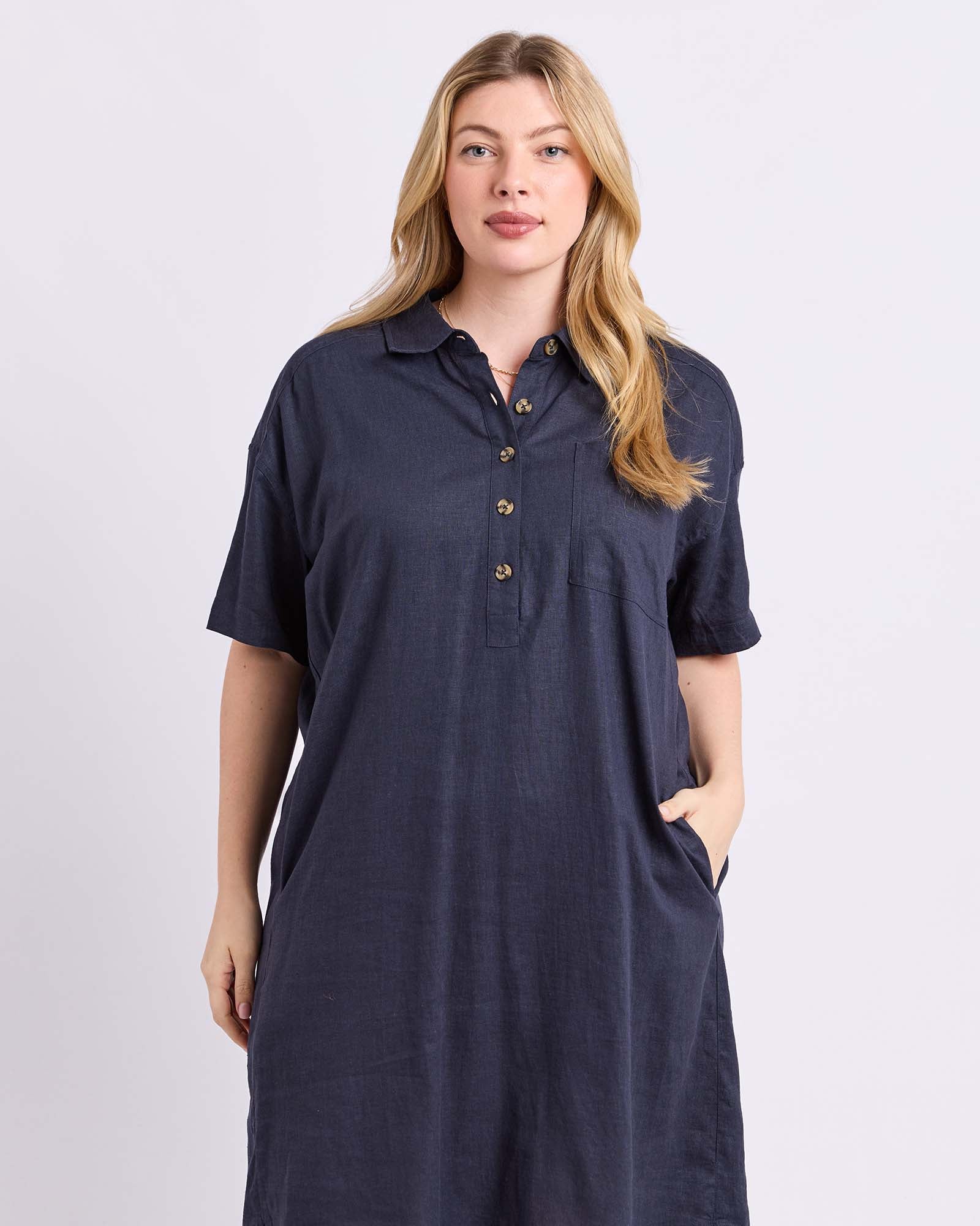 Elle Shirt Dress Classic Navy