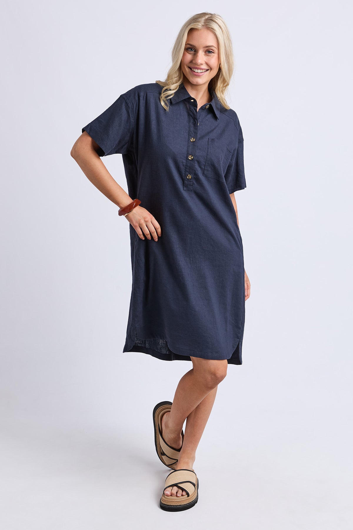 Elle Shirt Dress Classic Navy