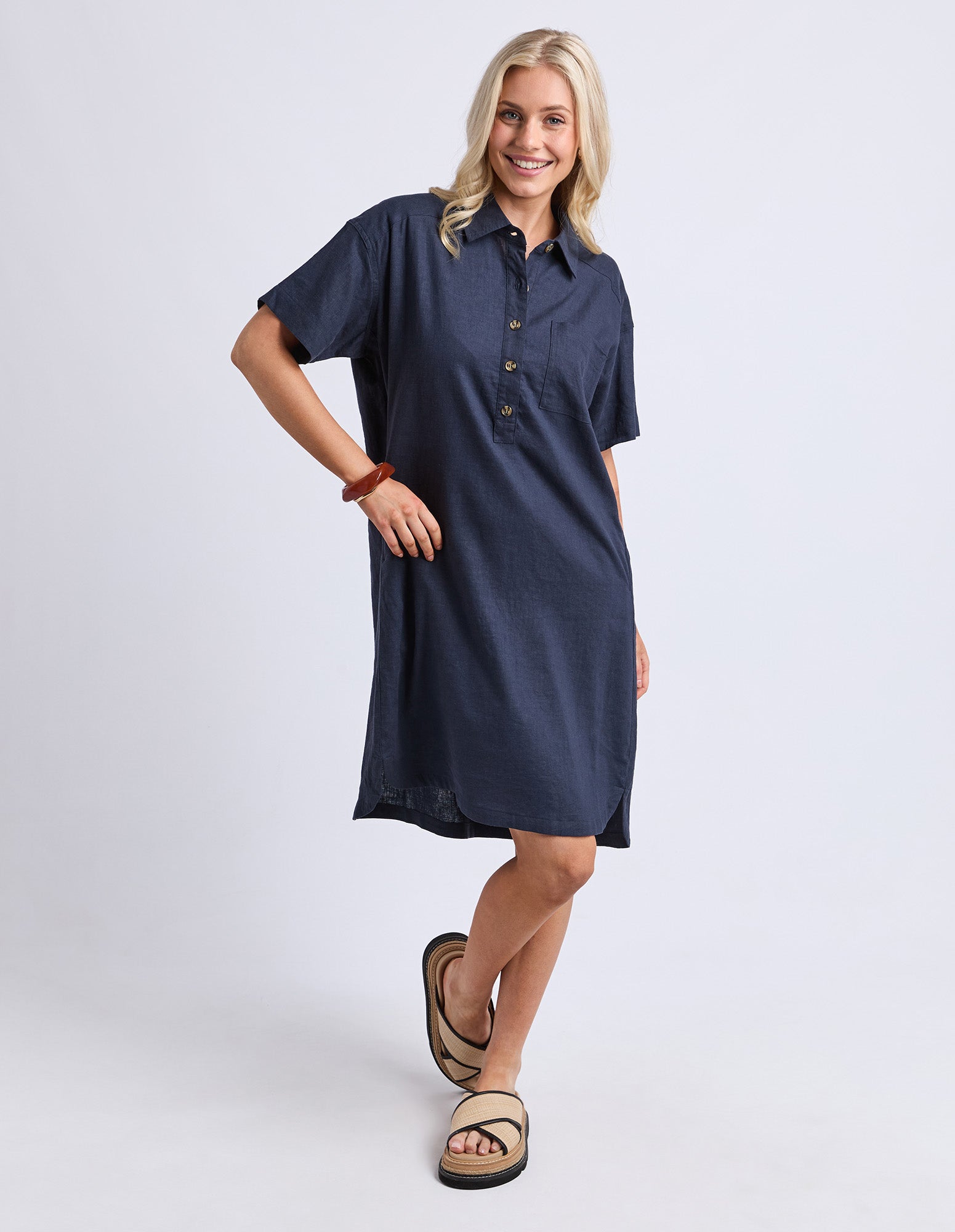 Elle Shirt Dress Classic Navy