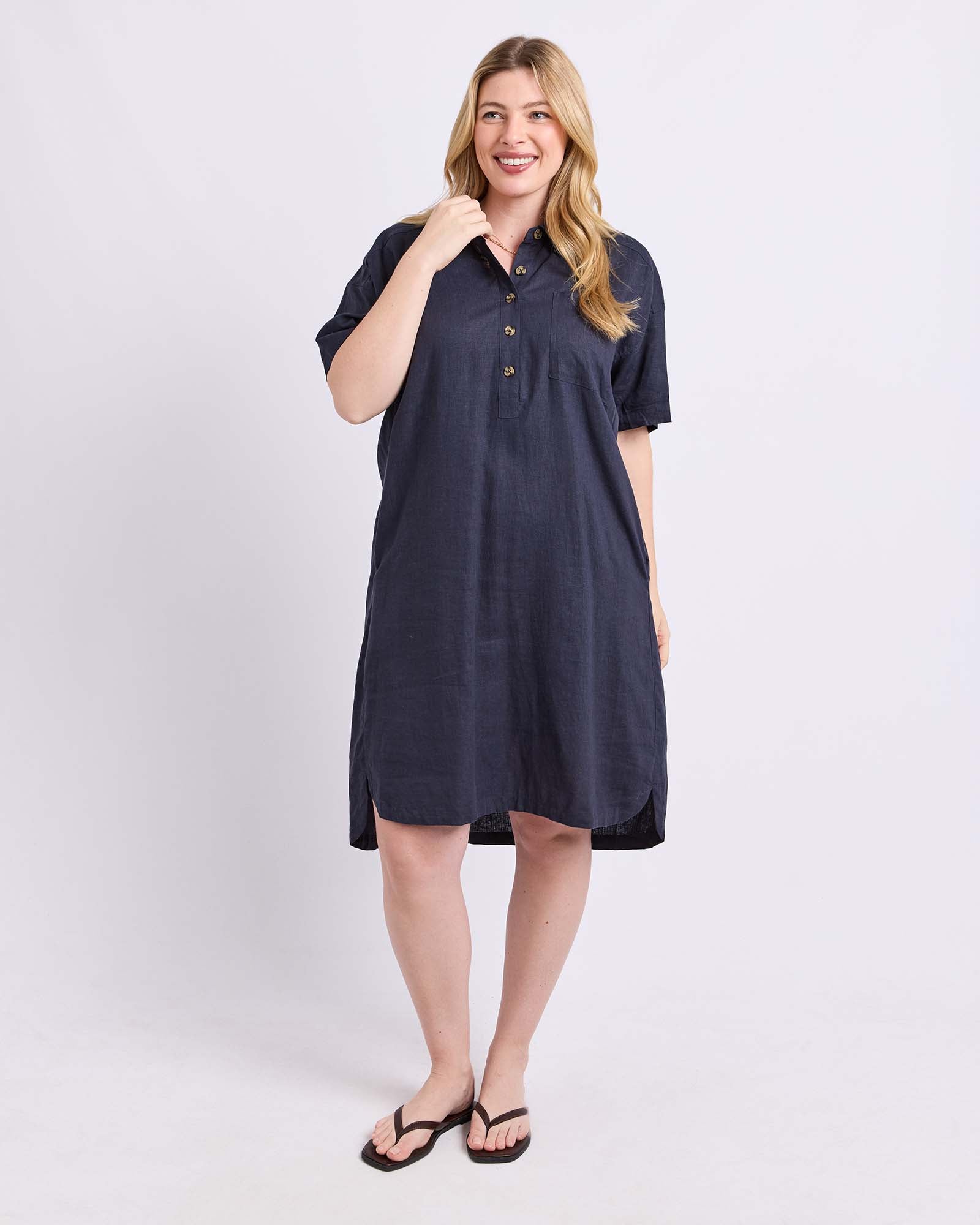 Elle Shirt Dress Classic Navy