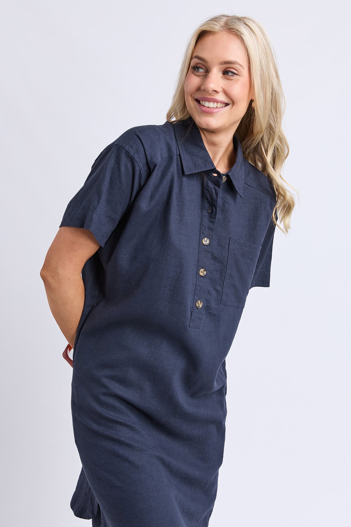 Elle Shirt Dress Classic Navy