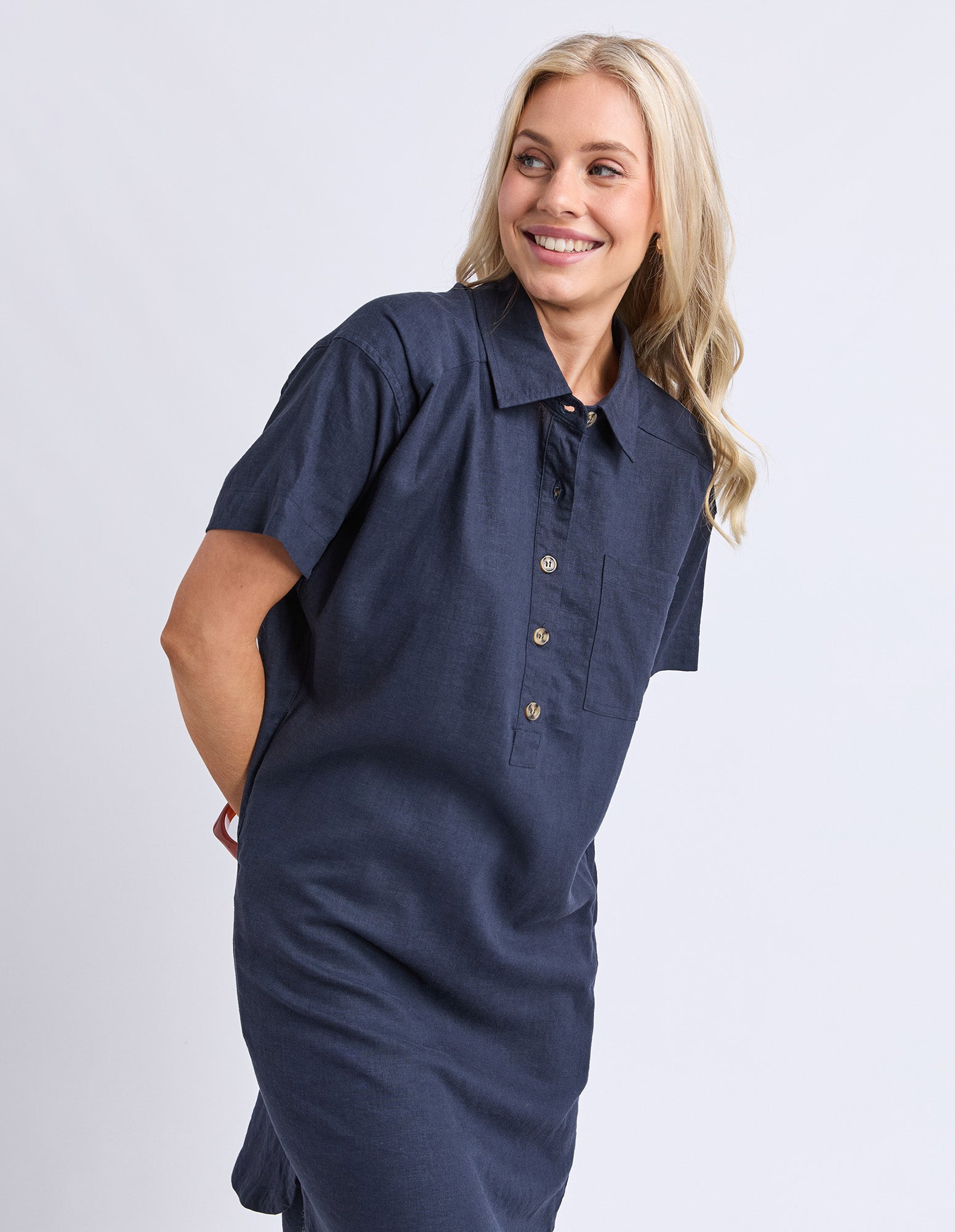 Elle Shirt Dress Classic Navy