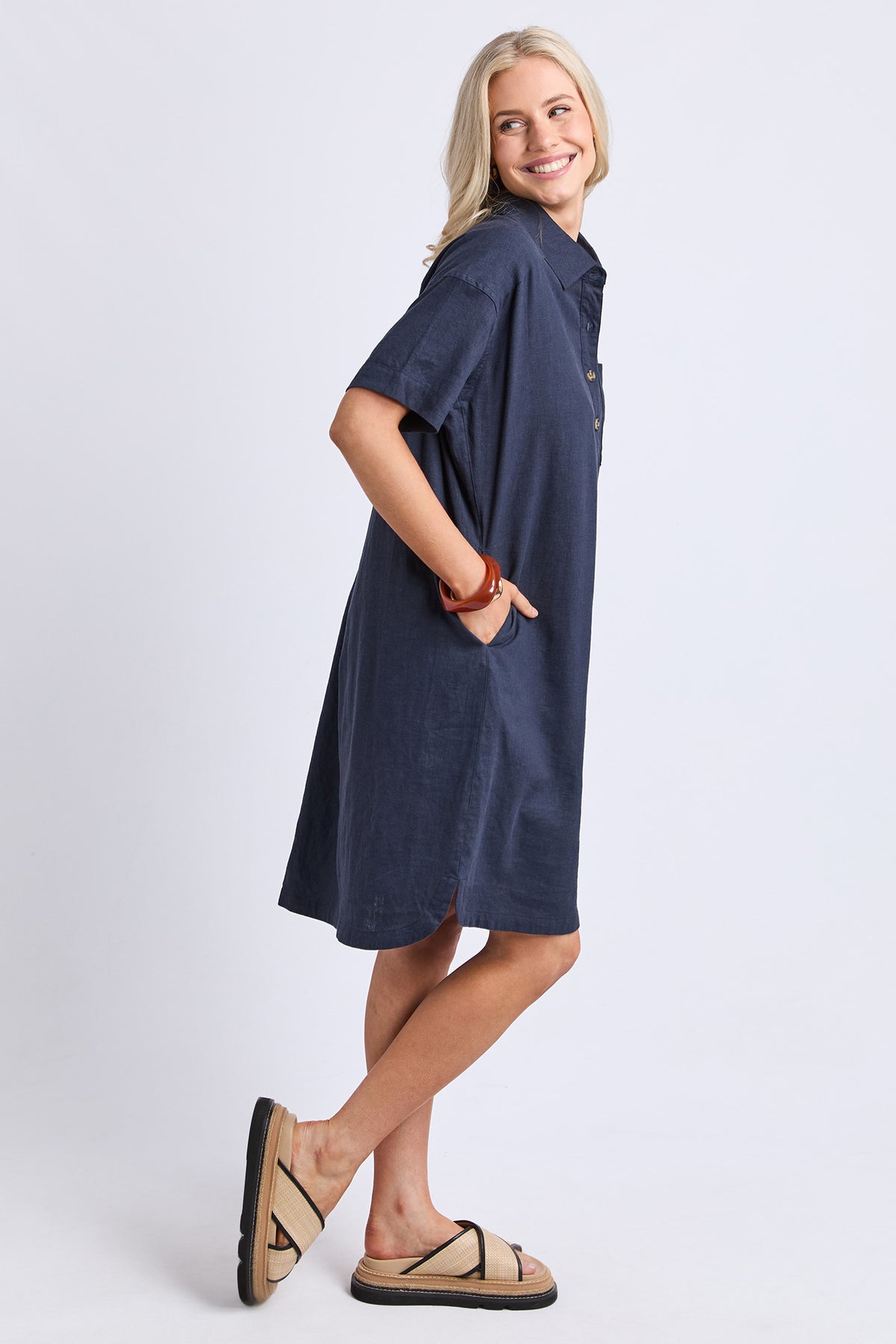 Elle Shirt Dress Classic Navy