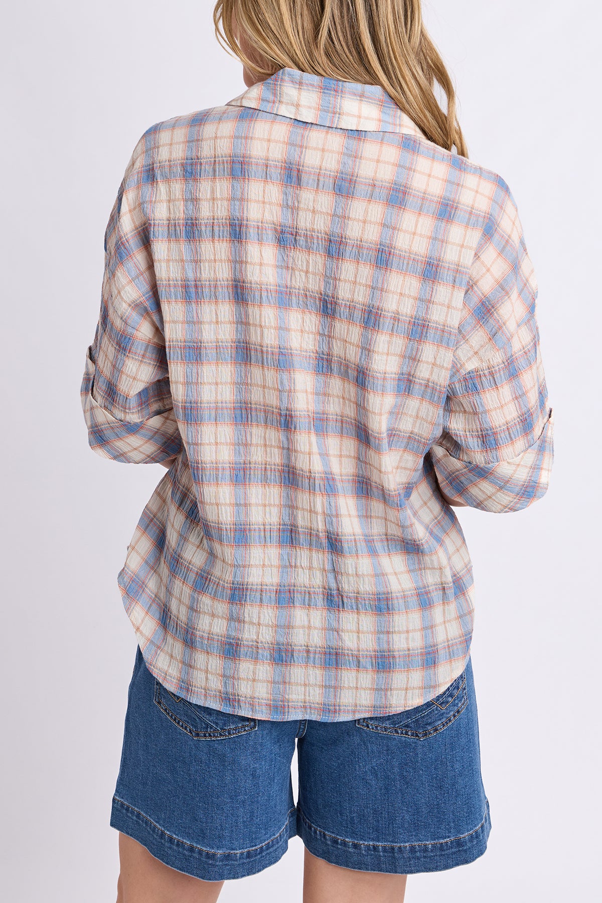 Holiday Check Shirt Blue And Cream Check