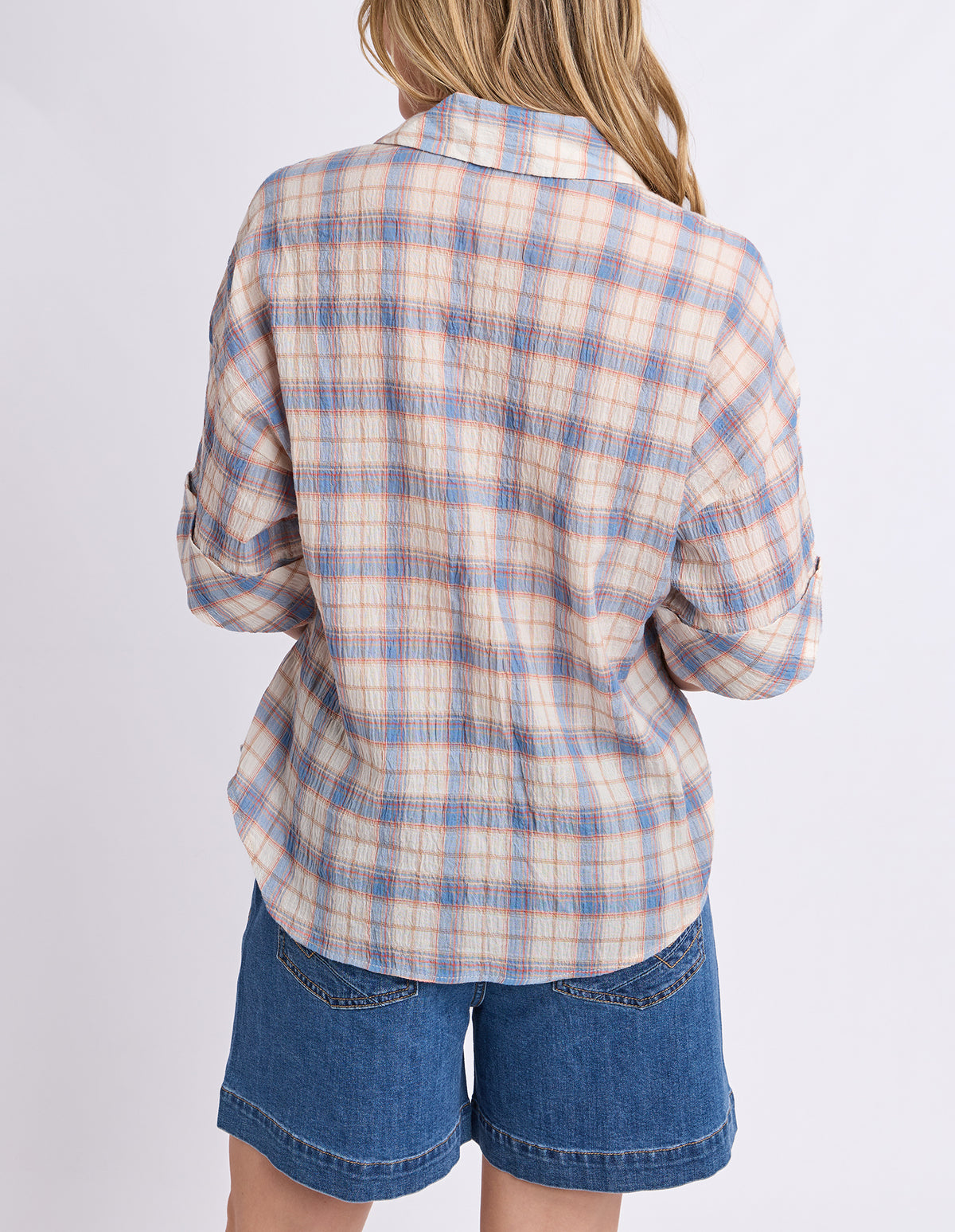 Holiday Check Shirt Blue And Cream Check