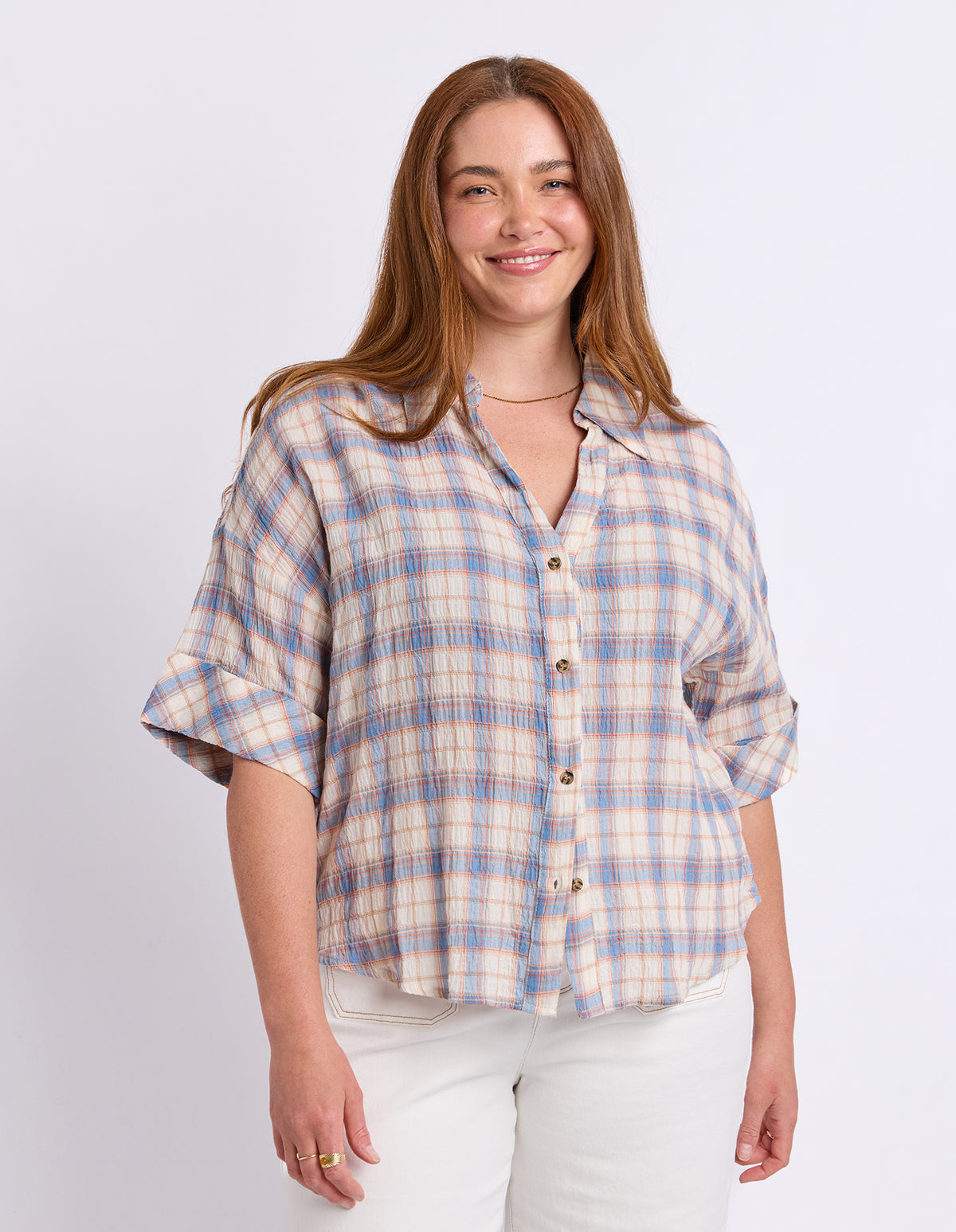 Holiday Check Shirt Blue And Cream Check