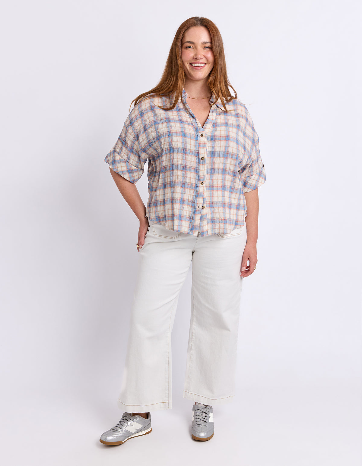 Holiday Check Shirt Blue And Cream Check