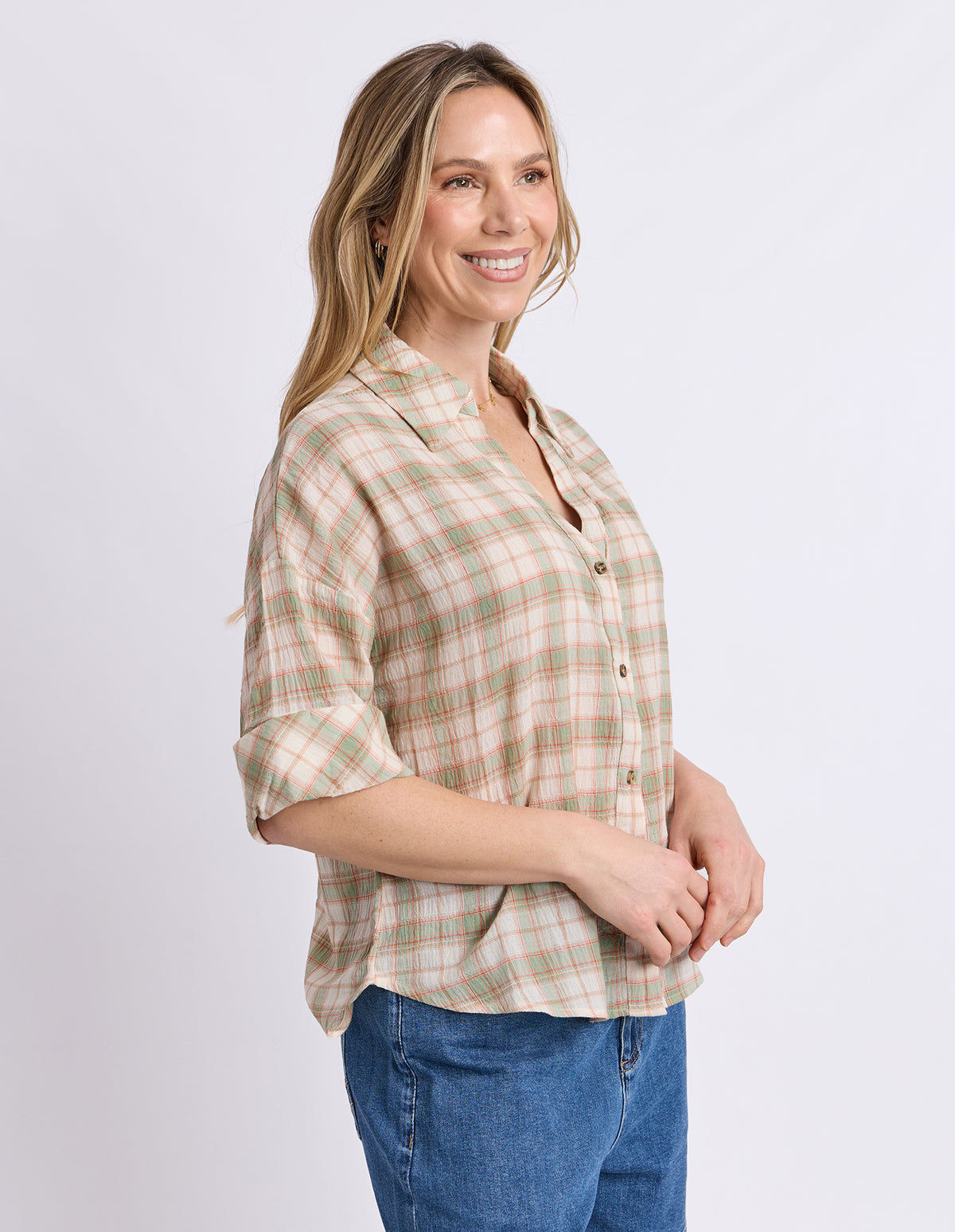 Holiday Check Shirt Green & Cream Check