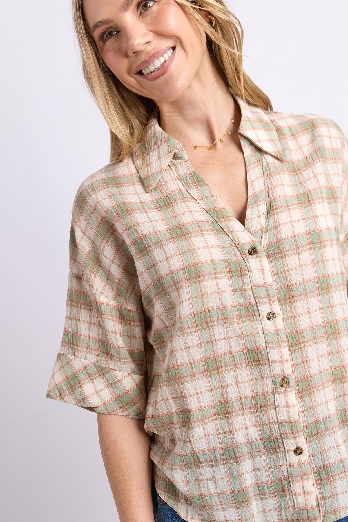 Holiday Check Shirt Green & Cream Check