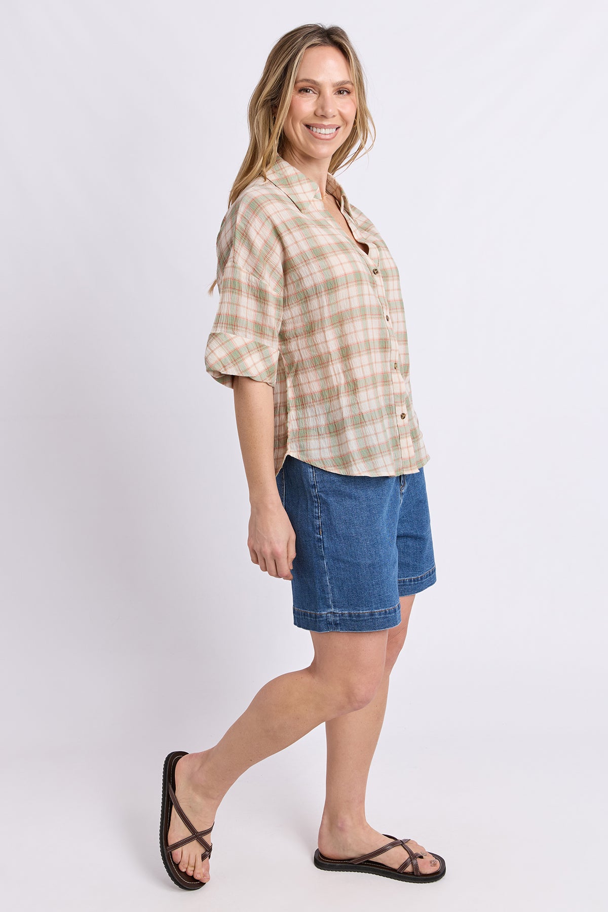 Holiday Check Shirt Green & Cream Check