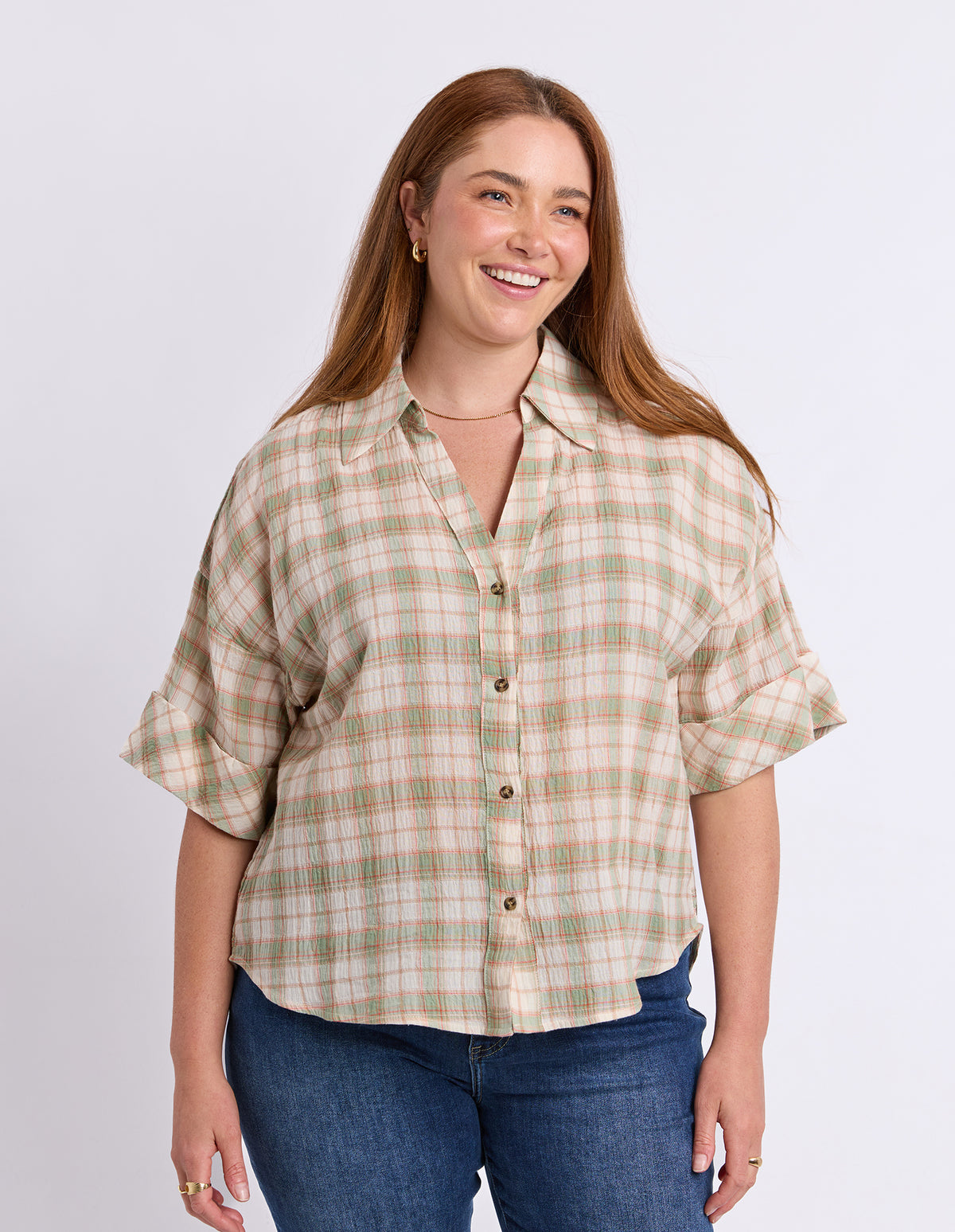 Holiday Check Shirt Green & Cream Check