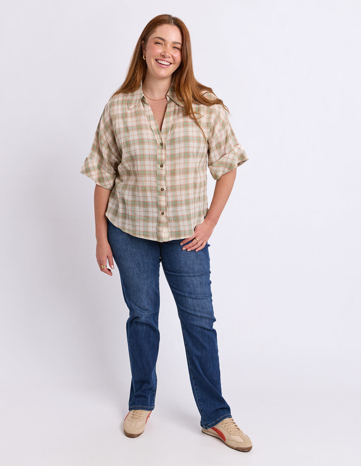 Holiday Check Shirt Green & Cream Check