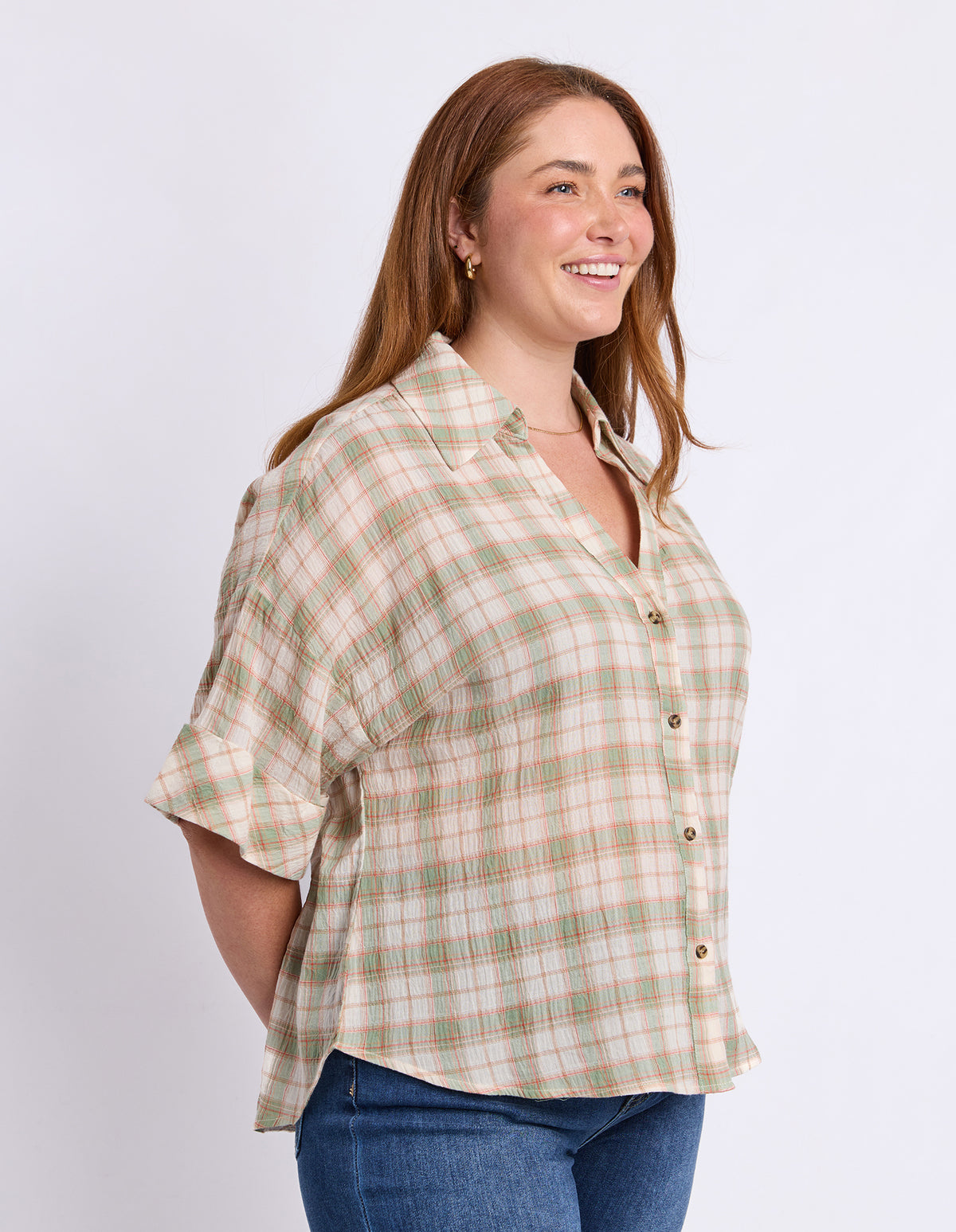 Holiday Check Shirt Green & Cream Check