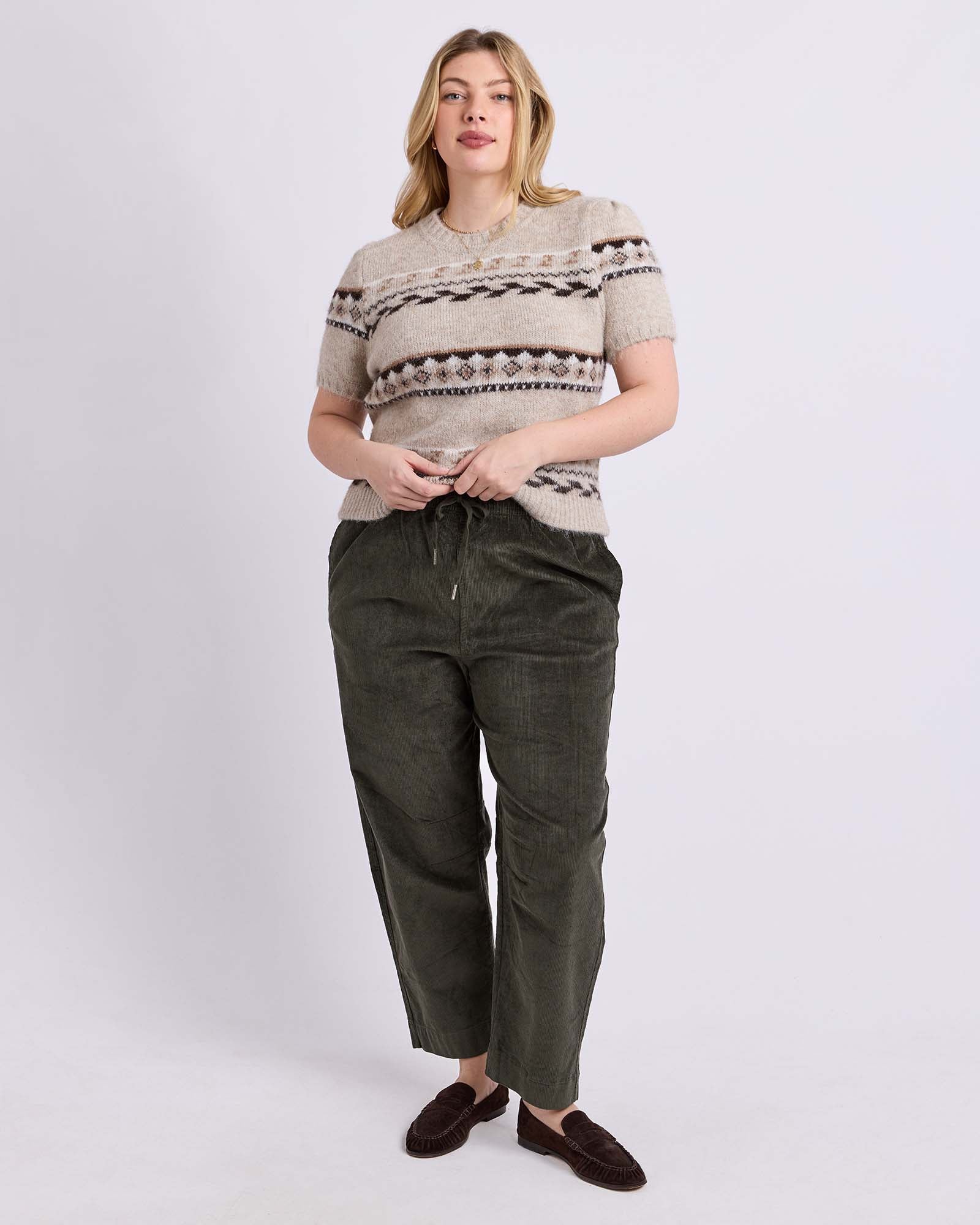 Cord Barrel Pant Basil