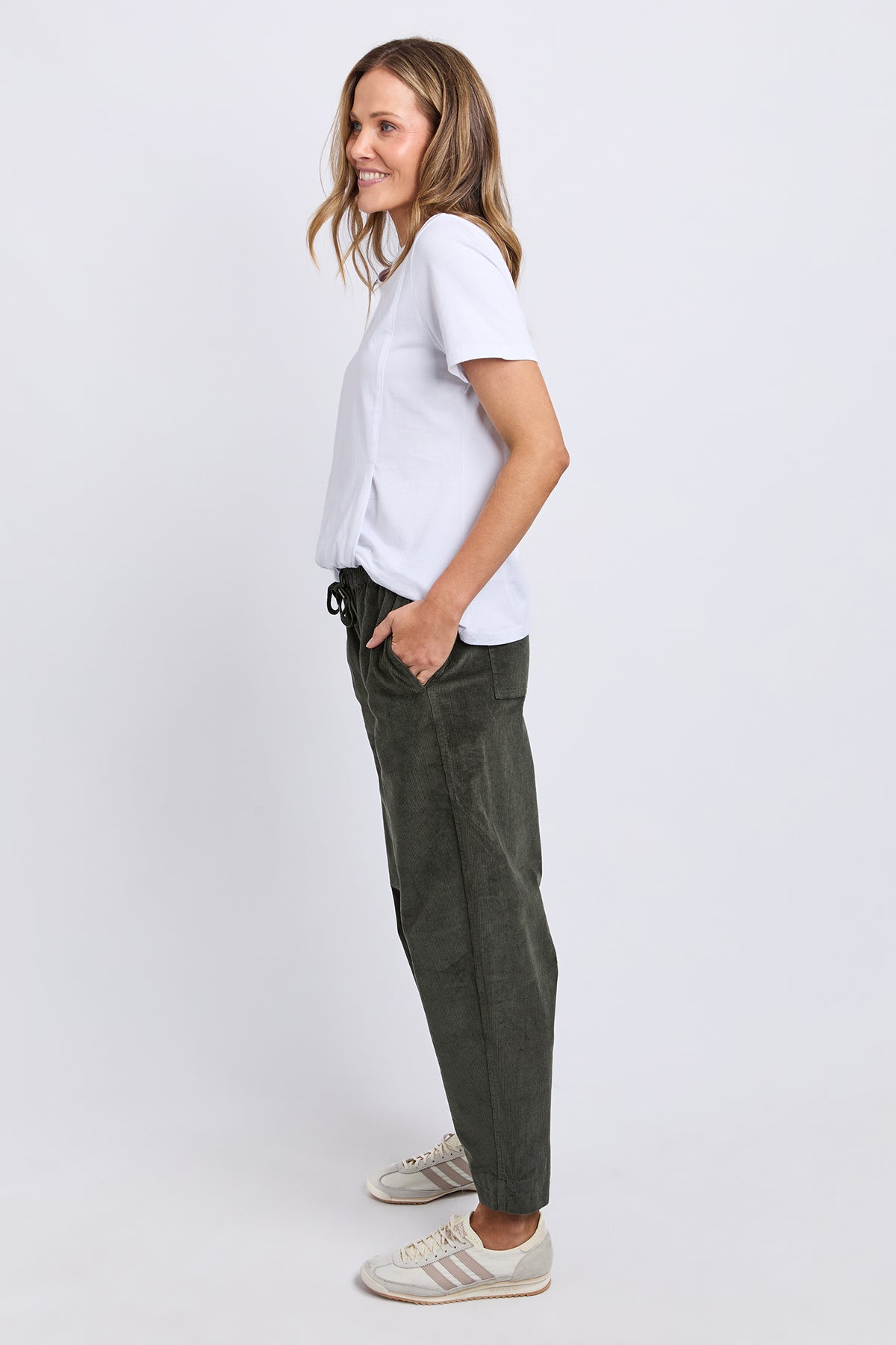 Cord Barrel Pant Basil