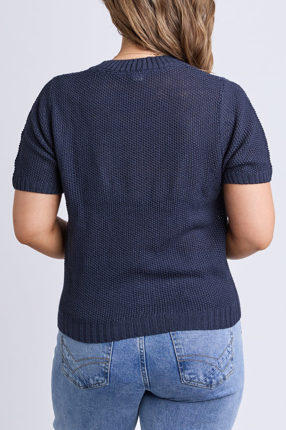 Heart Short Sleeve Knit Navy