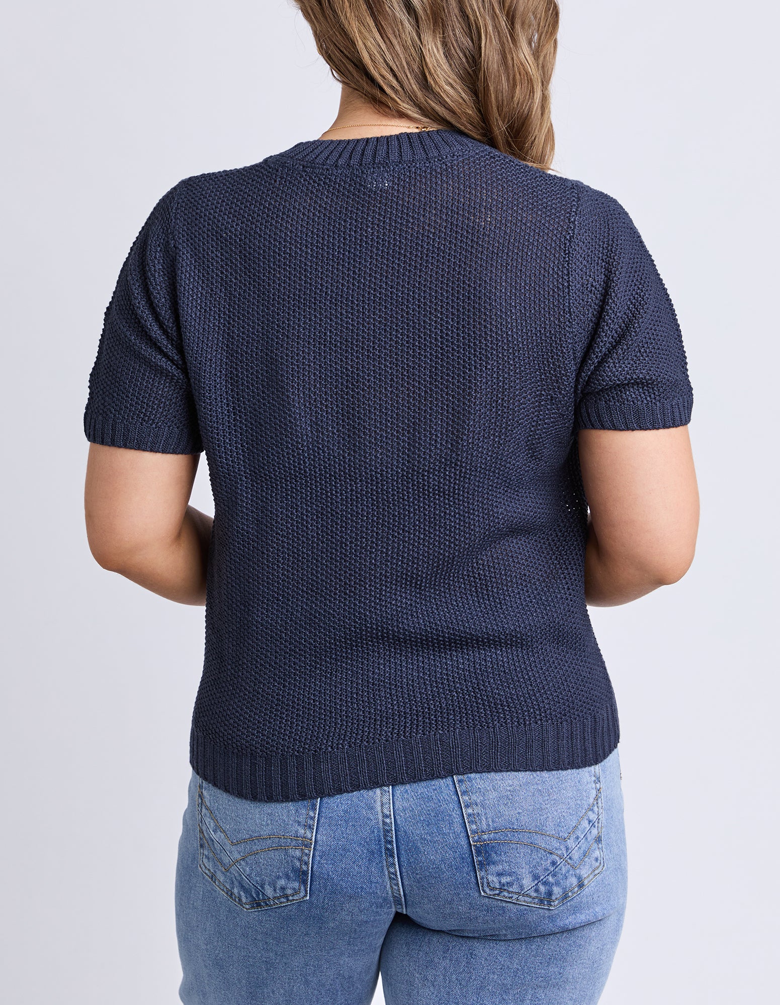 Heart Short Sleeve Knit Navy
