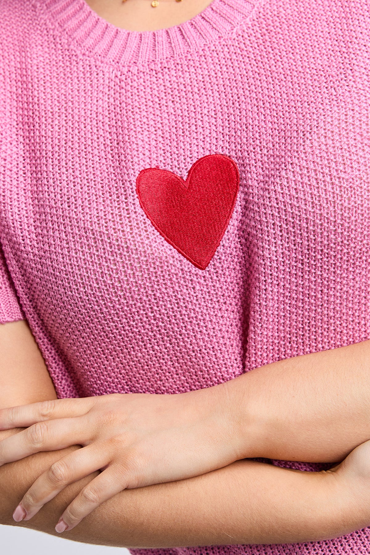 Heart Short Sleeve Knit Quartz Pink