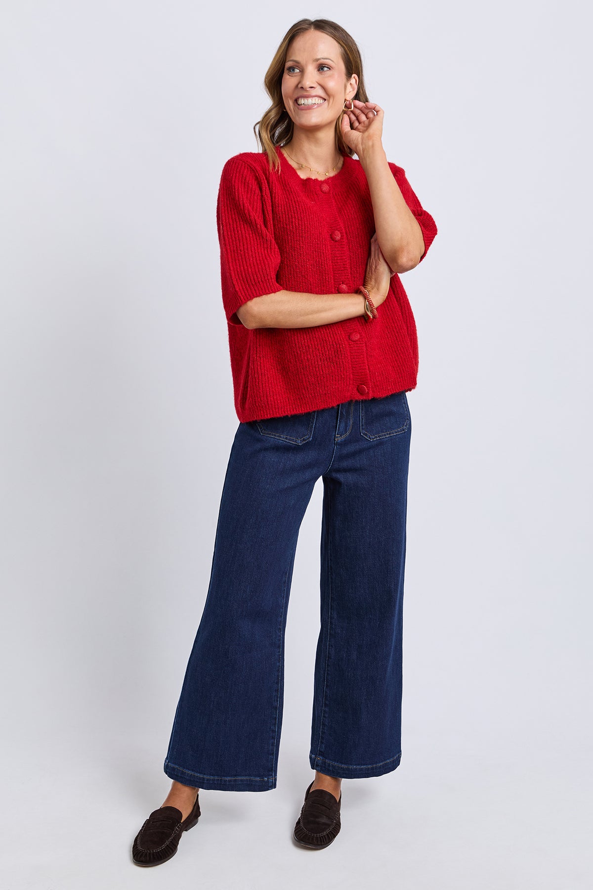 Sunday Short Sleeve Cardigan Plum