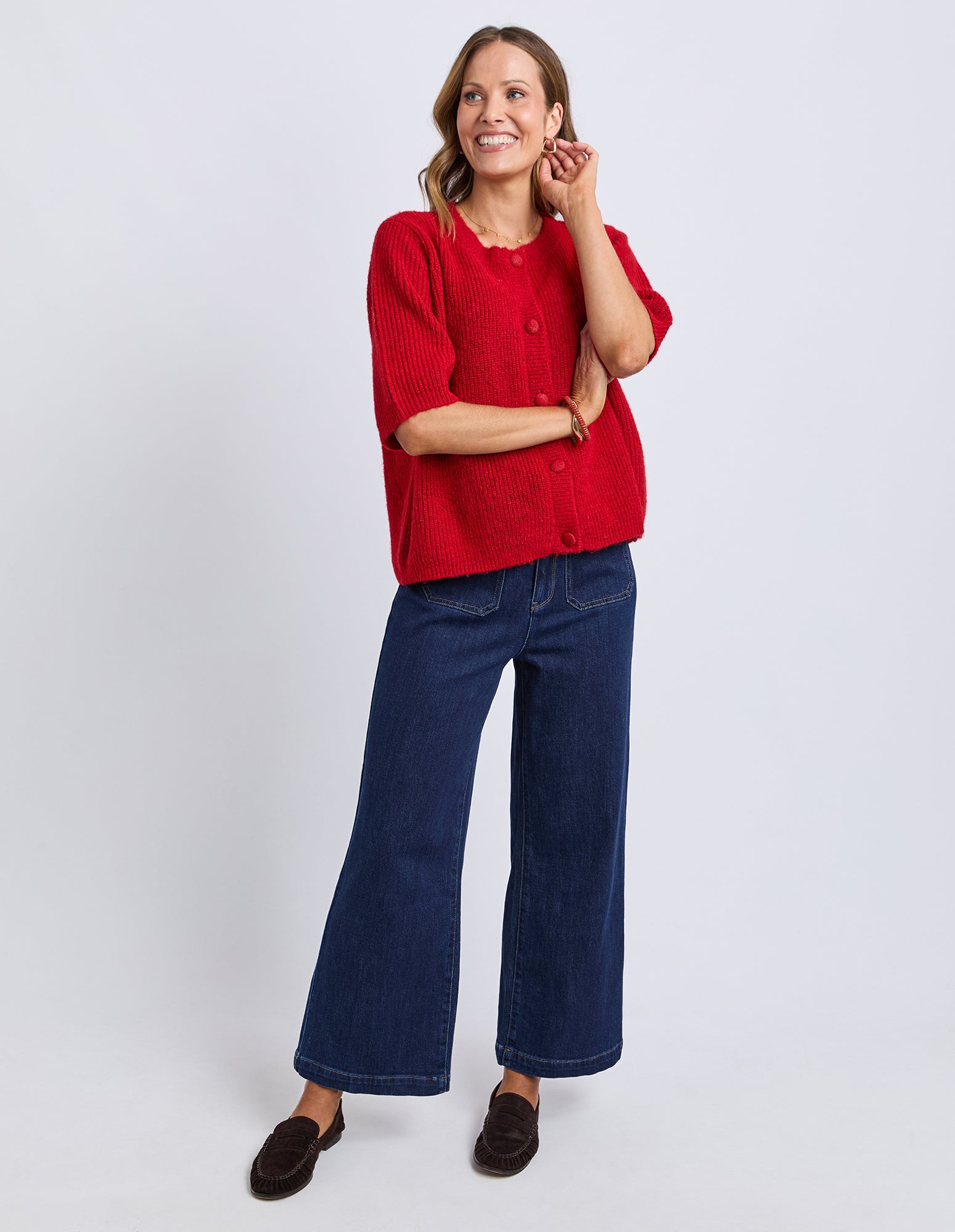 Sunday Short Sleeve Cardigan Plum