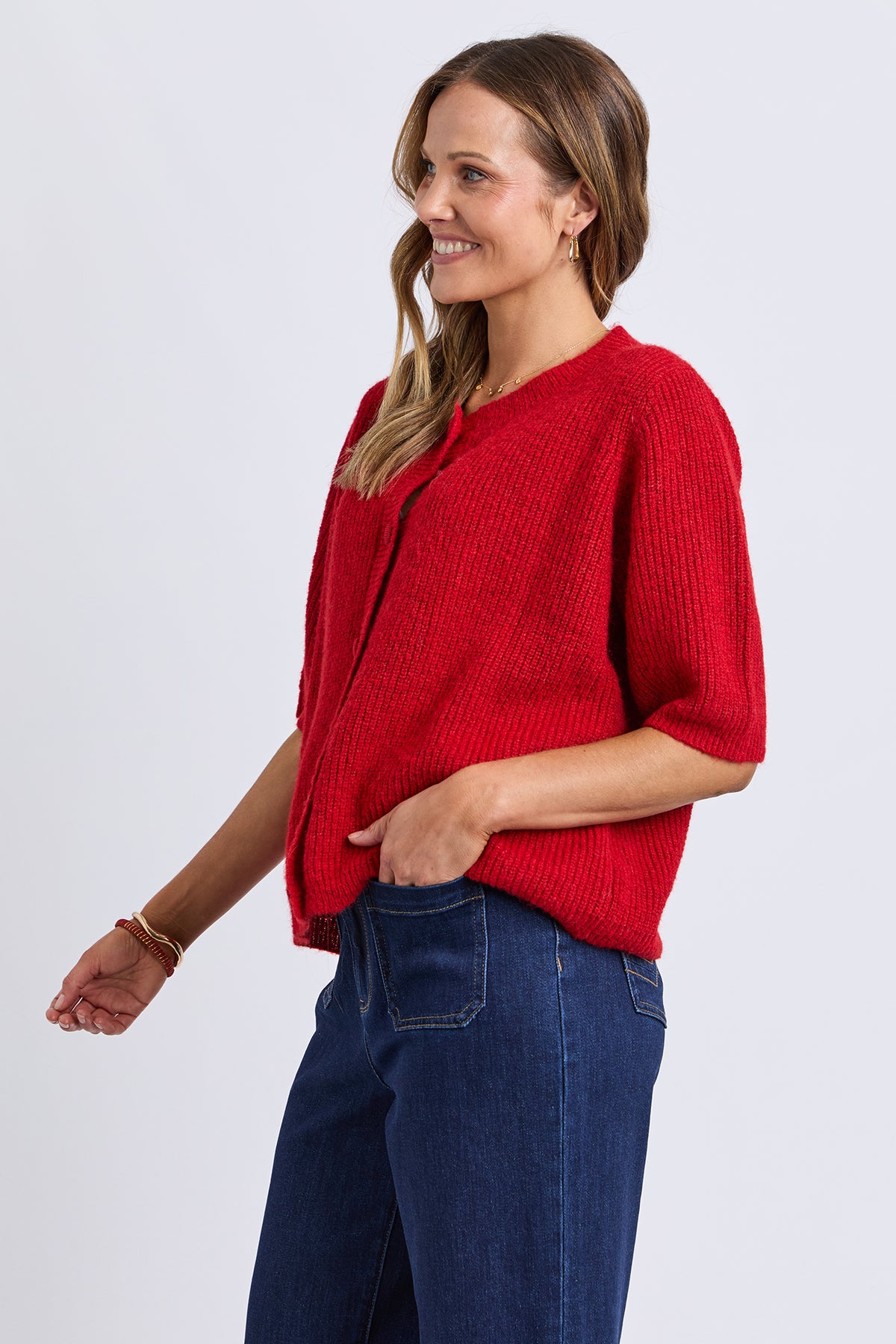 Sunday Short Sleeve Cardigan Plum
