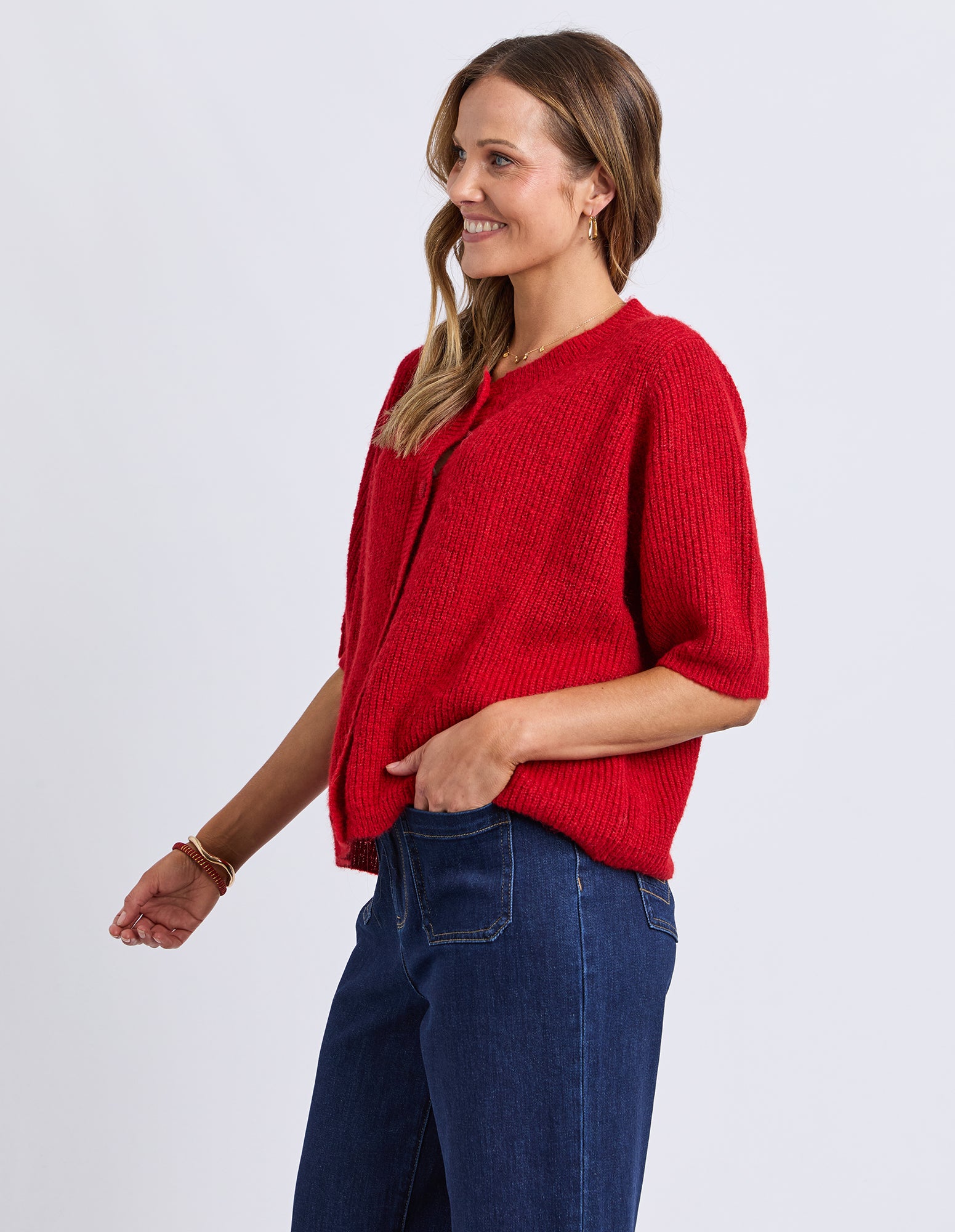 Sunday Short Sleeve Cardigan Plum