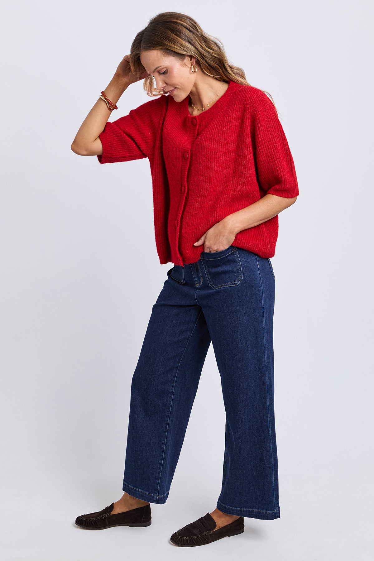 Sunday Short Sleeve Cardigan Plum
