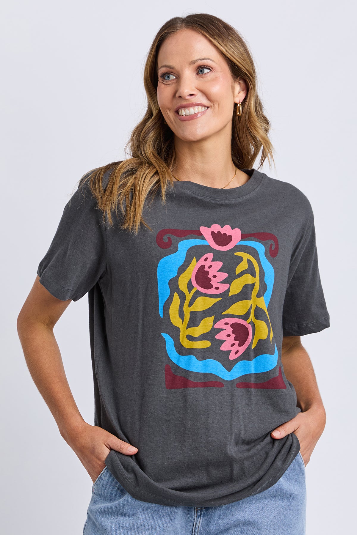 Flowerette Tee Charcoal