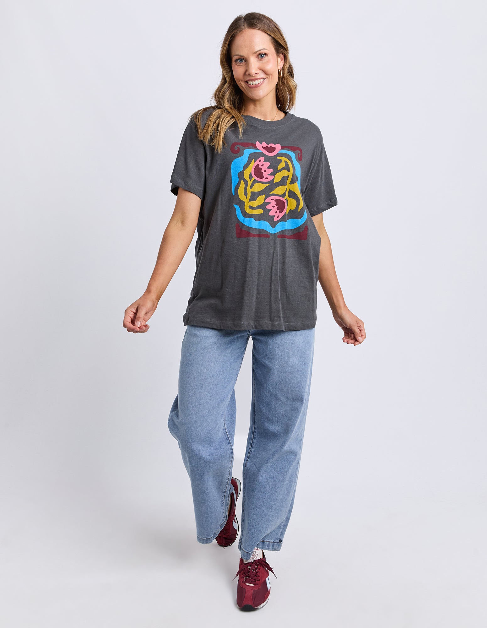 Flowerette Tee Charcoal