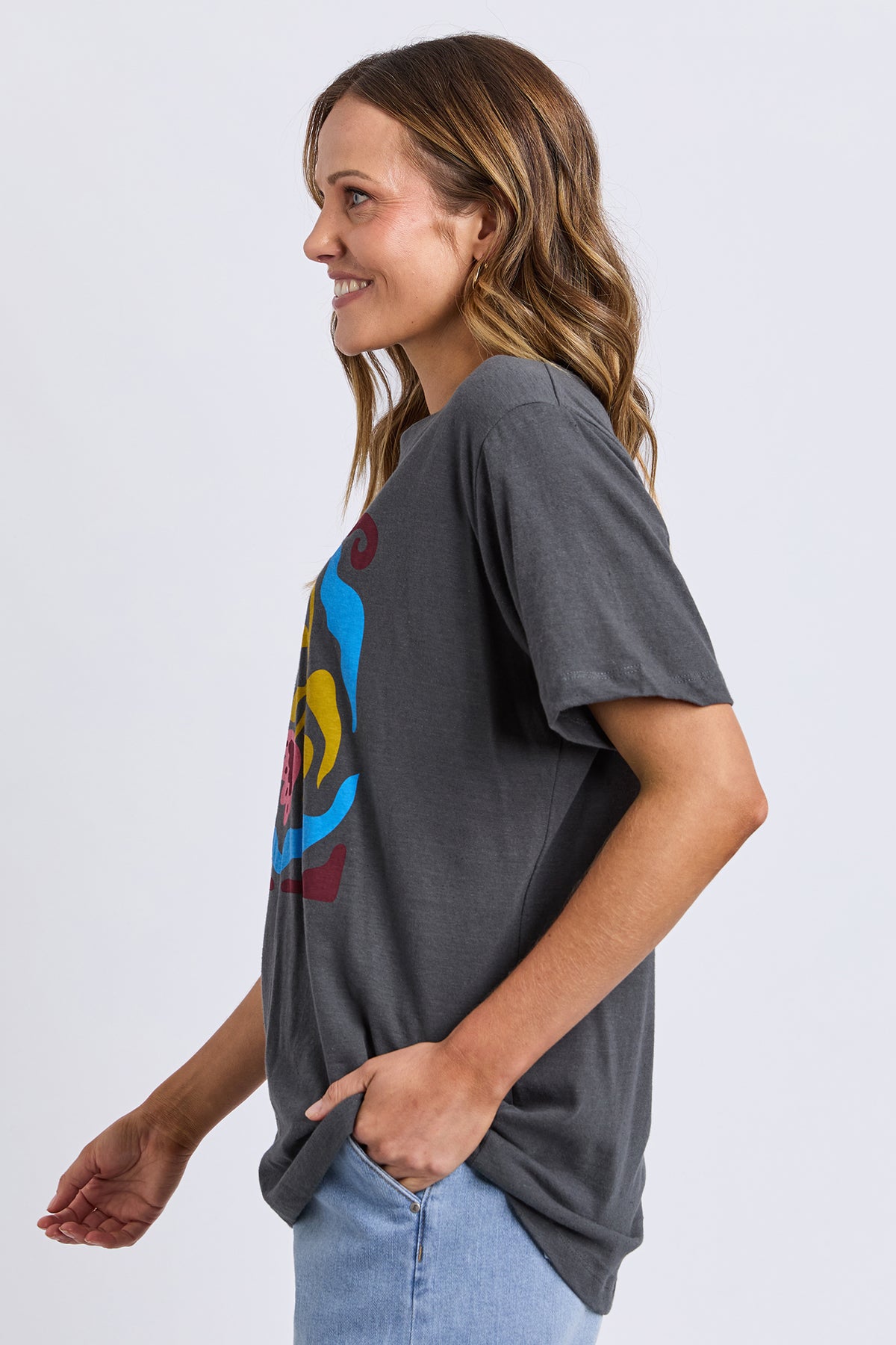 Flowerette Tee Charcoal