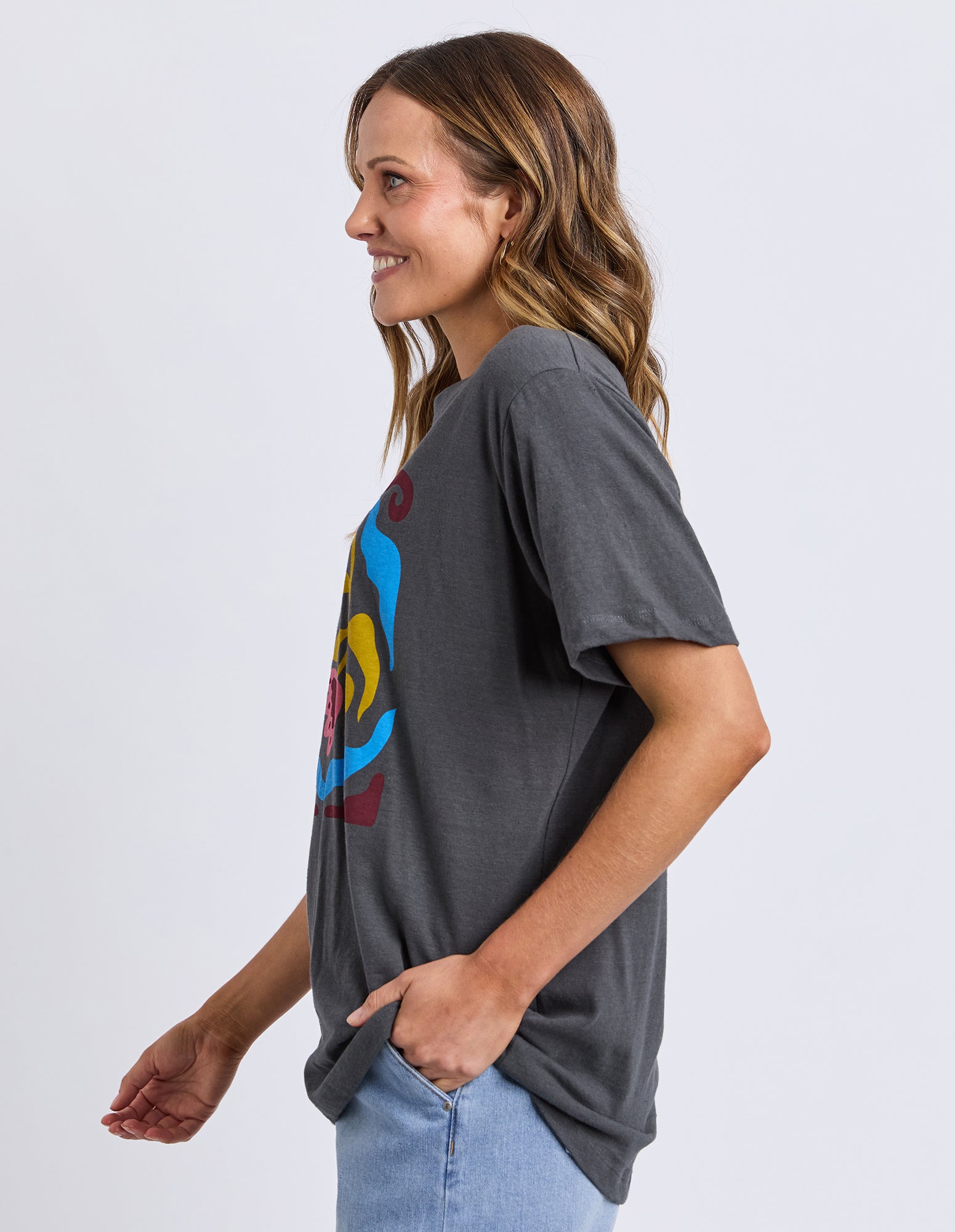 Flowerette Tee Charcoal