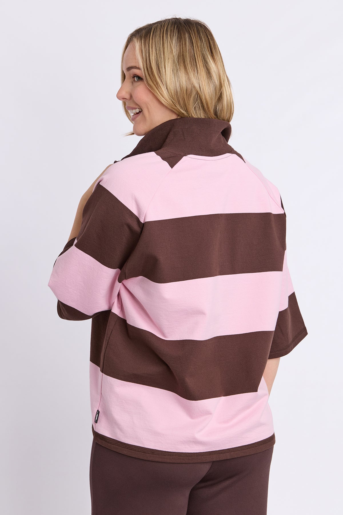 Freedom Rugby Sweat Chocolate/Pink Stripe