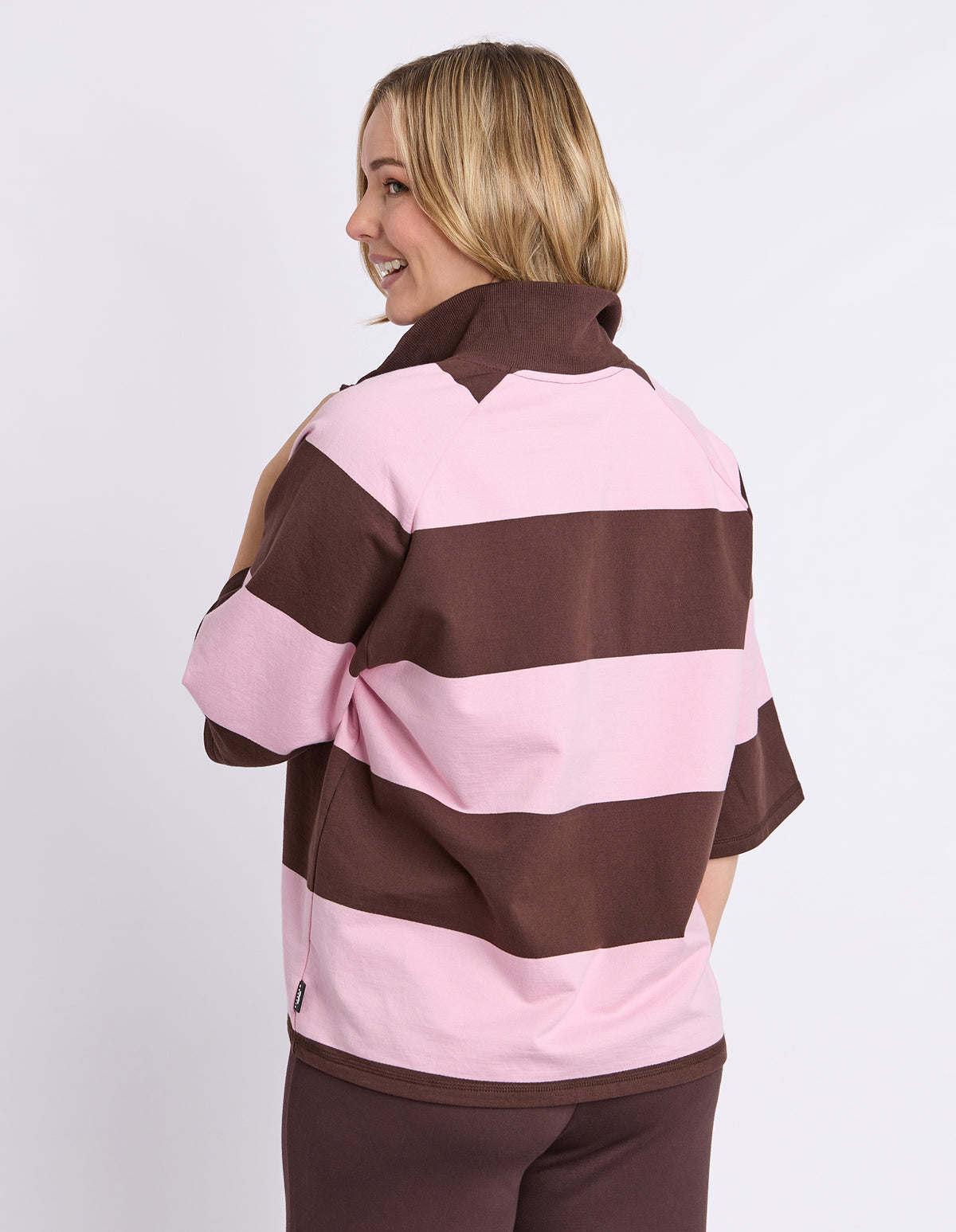 Freedom Rugby Sweat Chocolate/Pink Stripe