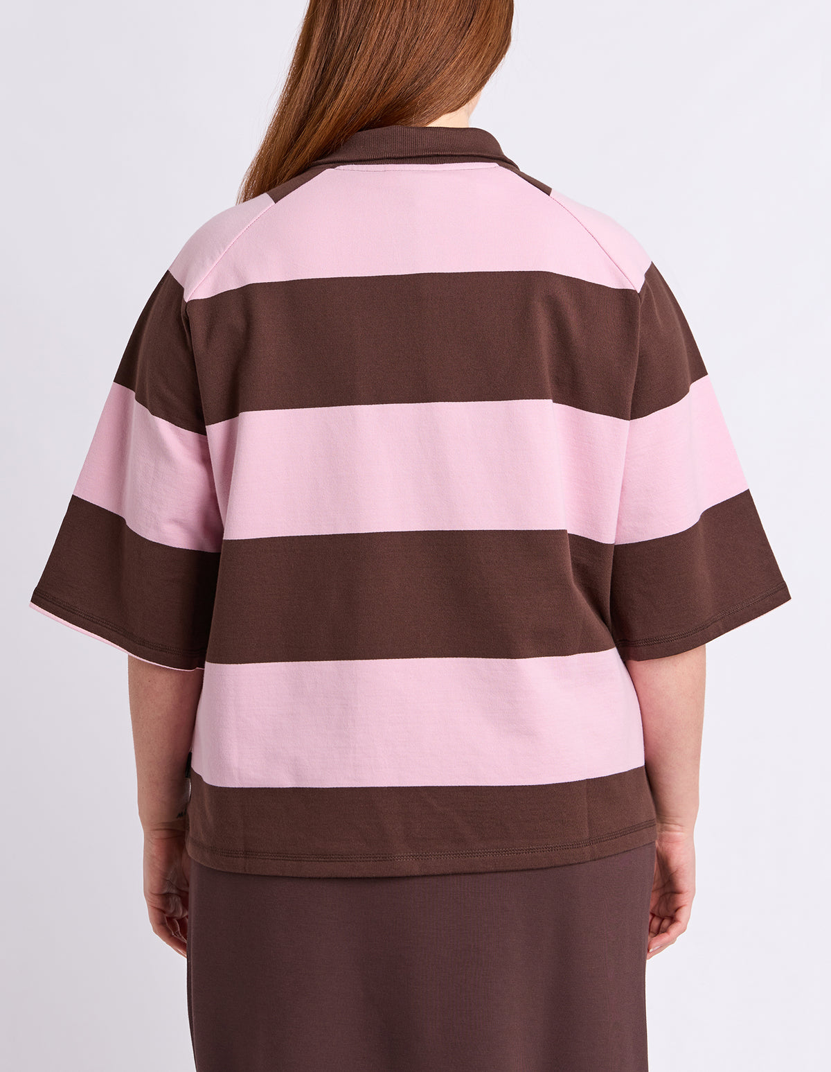 Freedom Rugby Sweat Chocolate/Pink Stripe