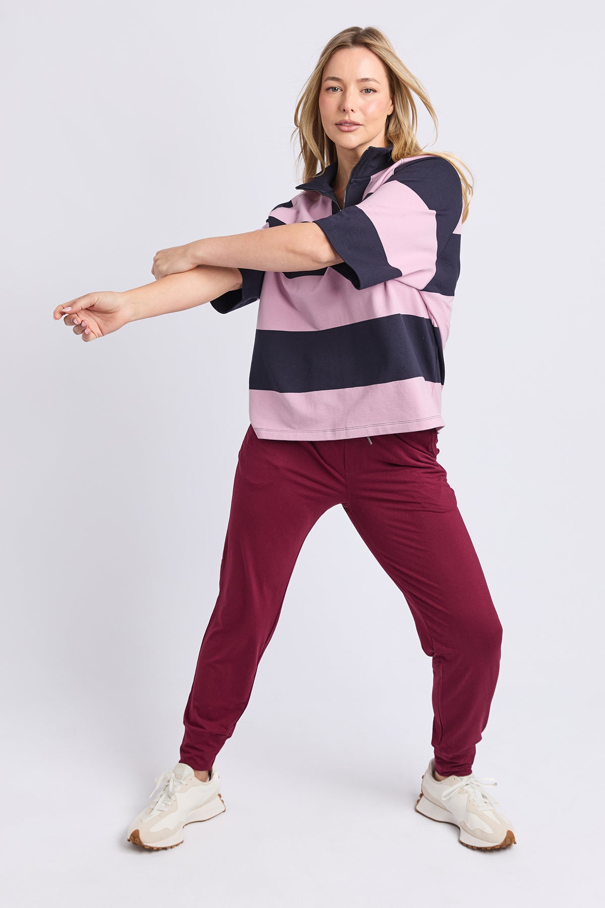 Freedom Rugby Sweat Pink & Navy Stripe