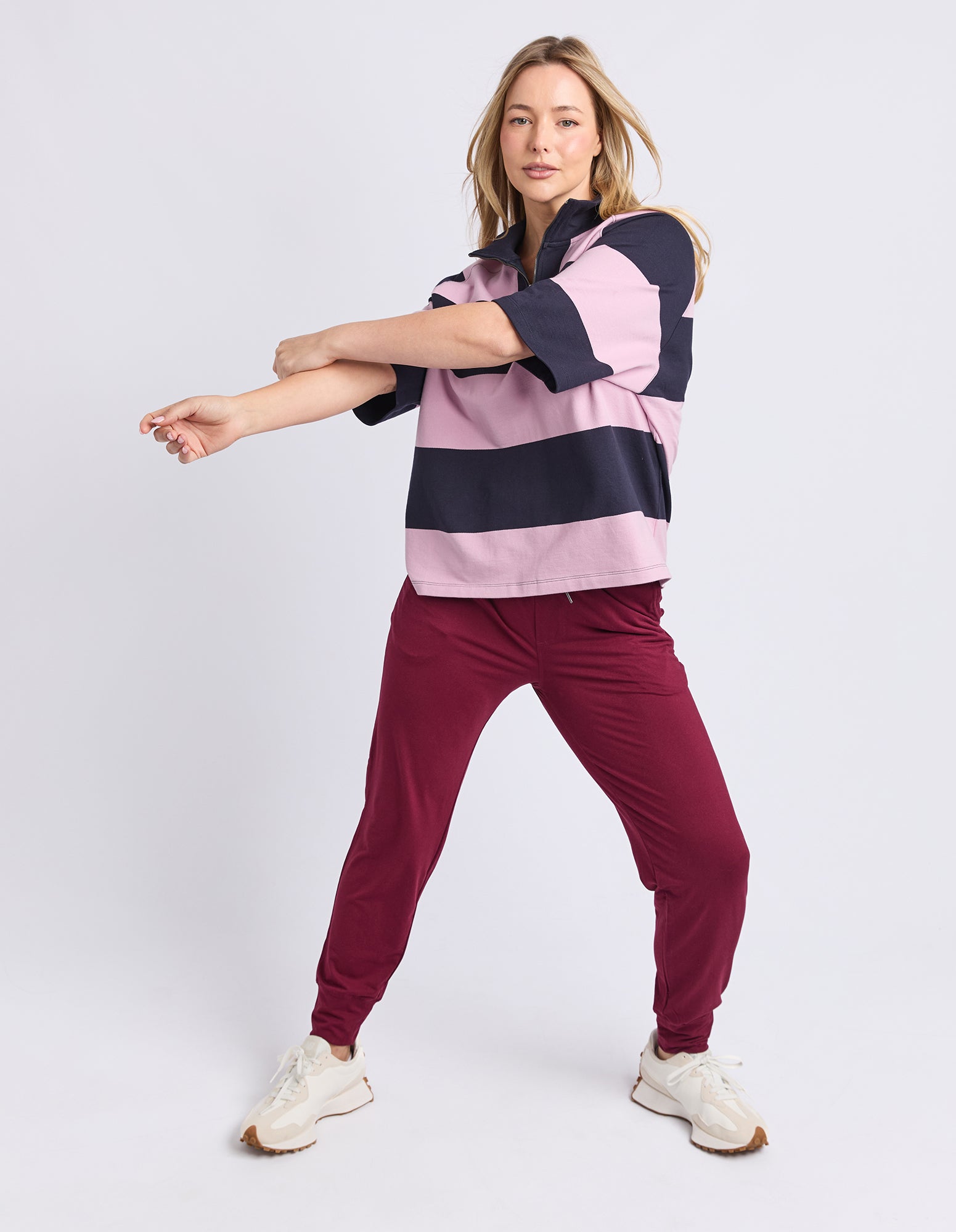 Freedom Rugby Sweat Pink & Navy Stripe