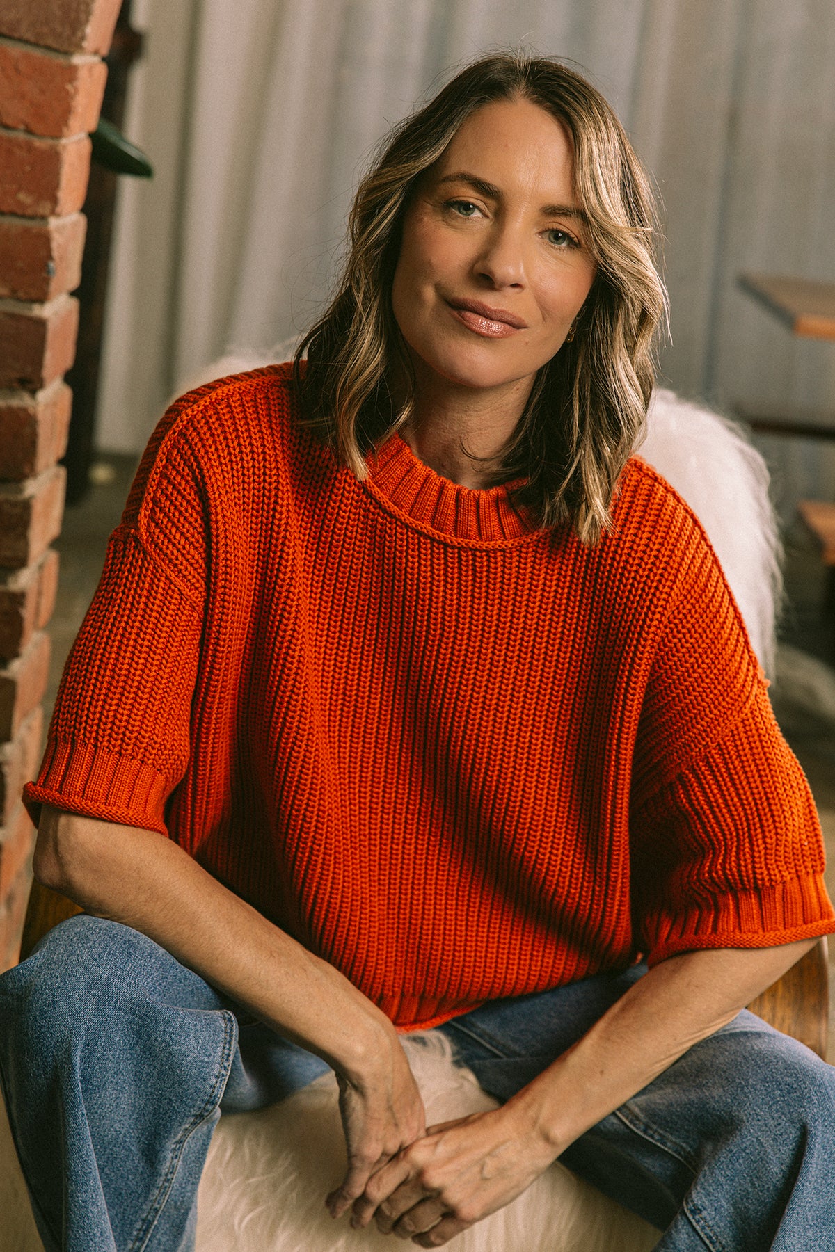 Luela Short Sleeve Knit Orange