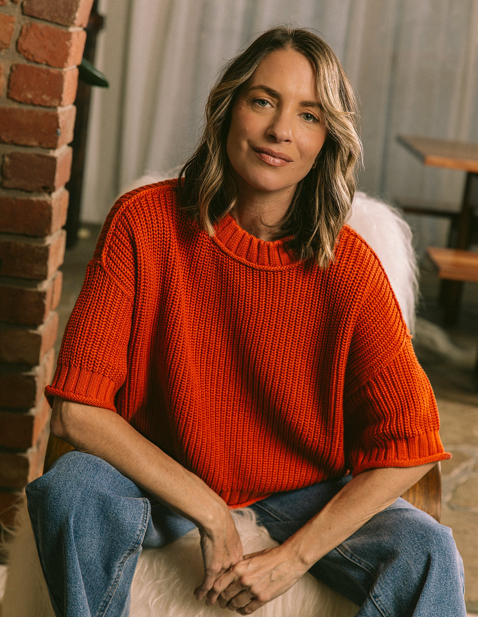 Luela Short Sleeve Knit Orange