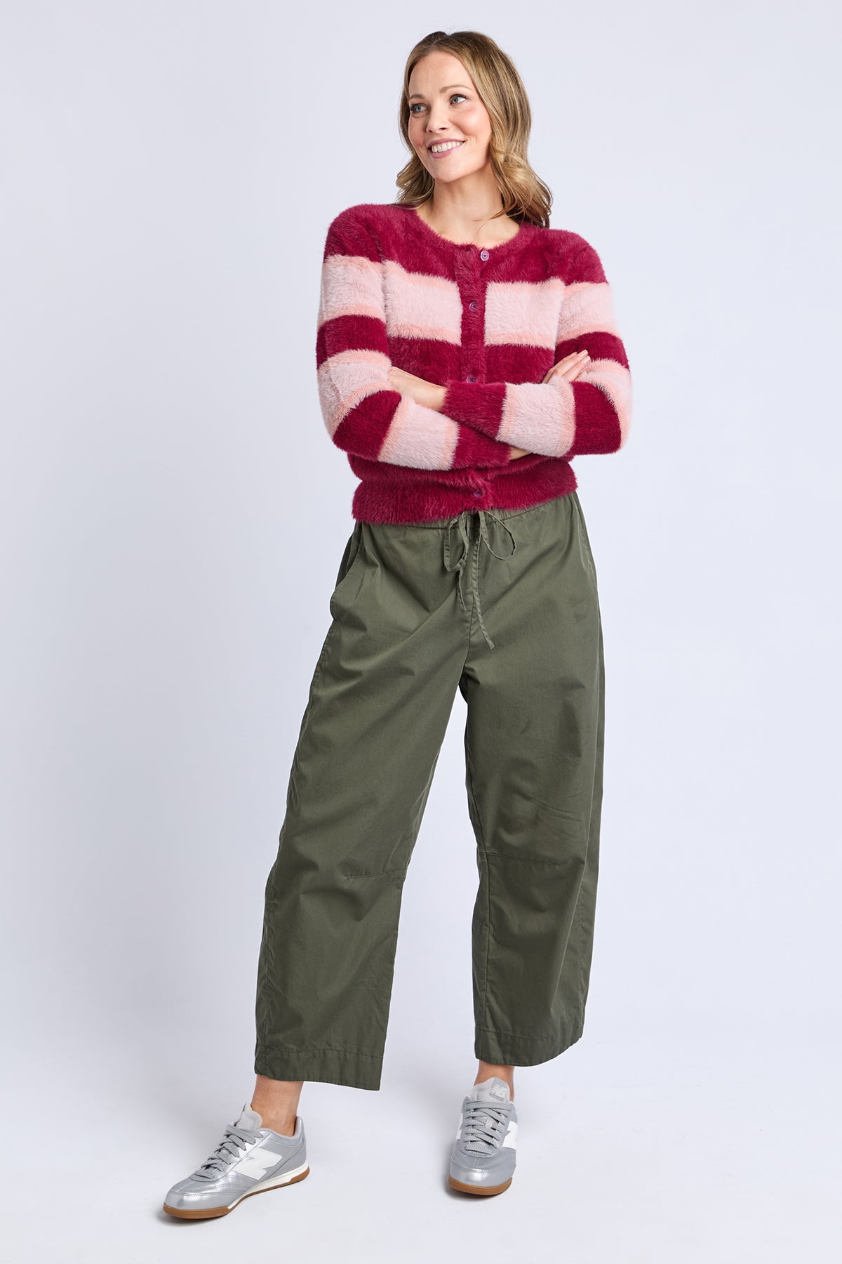 Anna Ombre Knit Cardigan Maroon Ombre Stripe