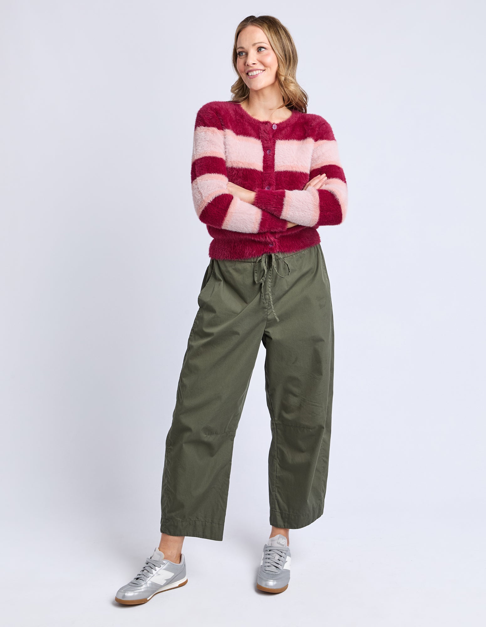 Anna Ombre Knit Cardigan Maroon Ombre Stripe
