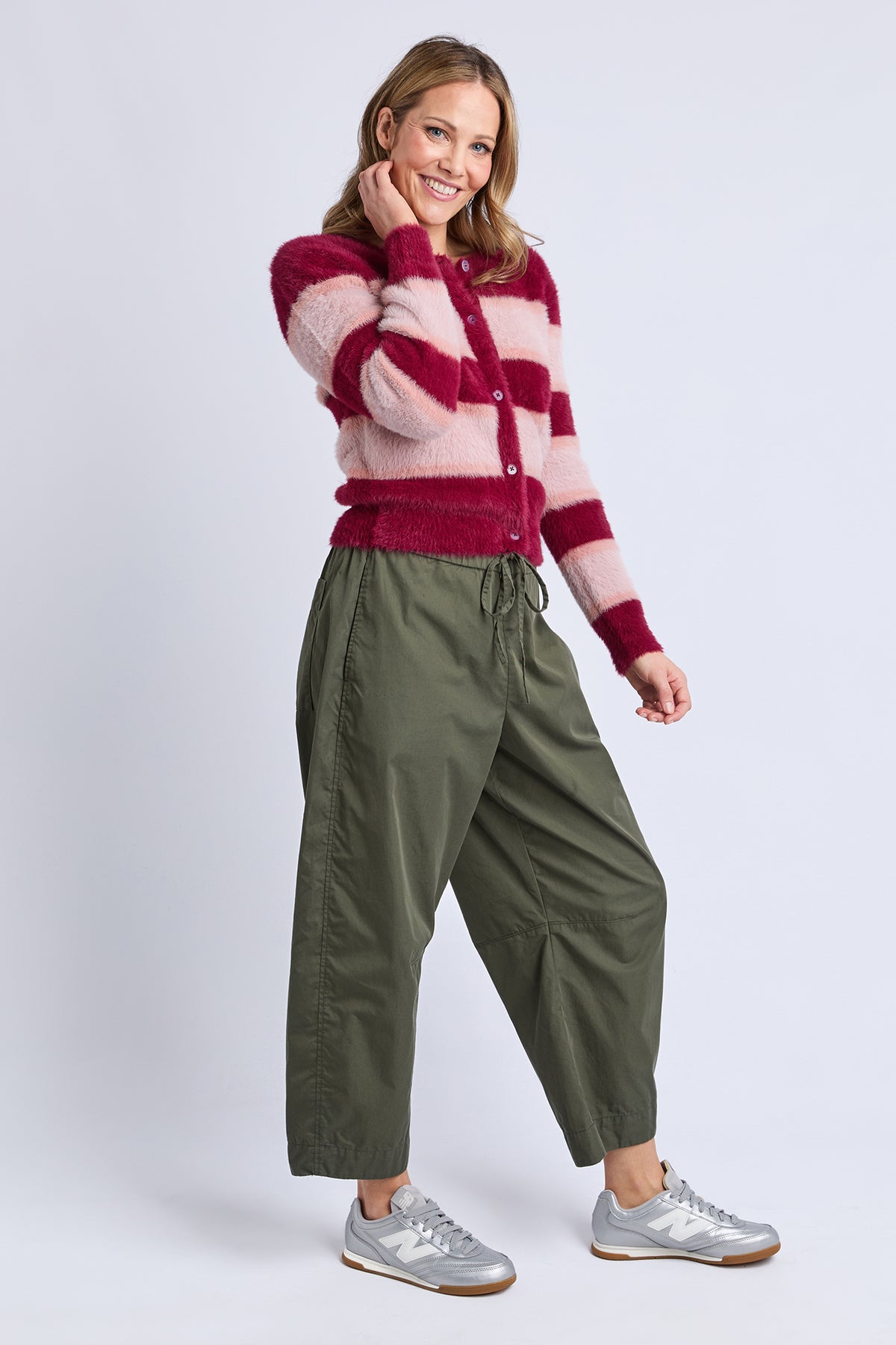 Anna Ombre Knit Cardigan Maroon Ombre Stripe