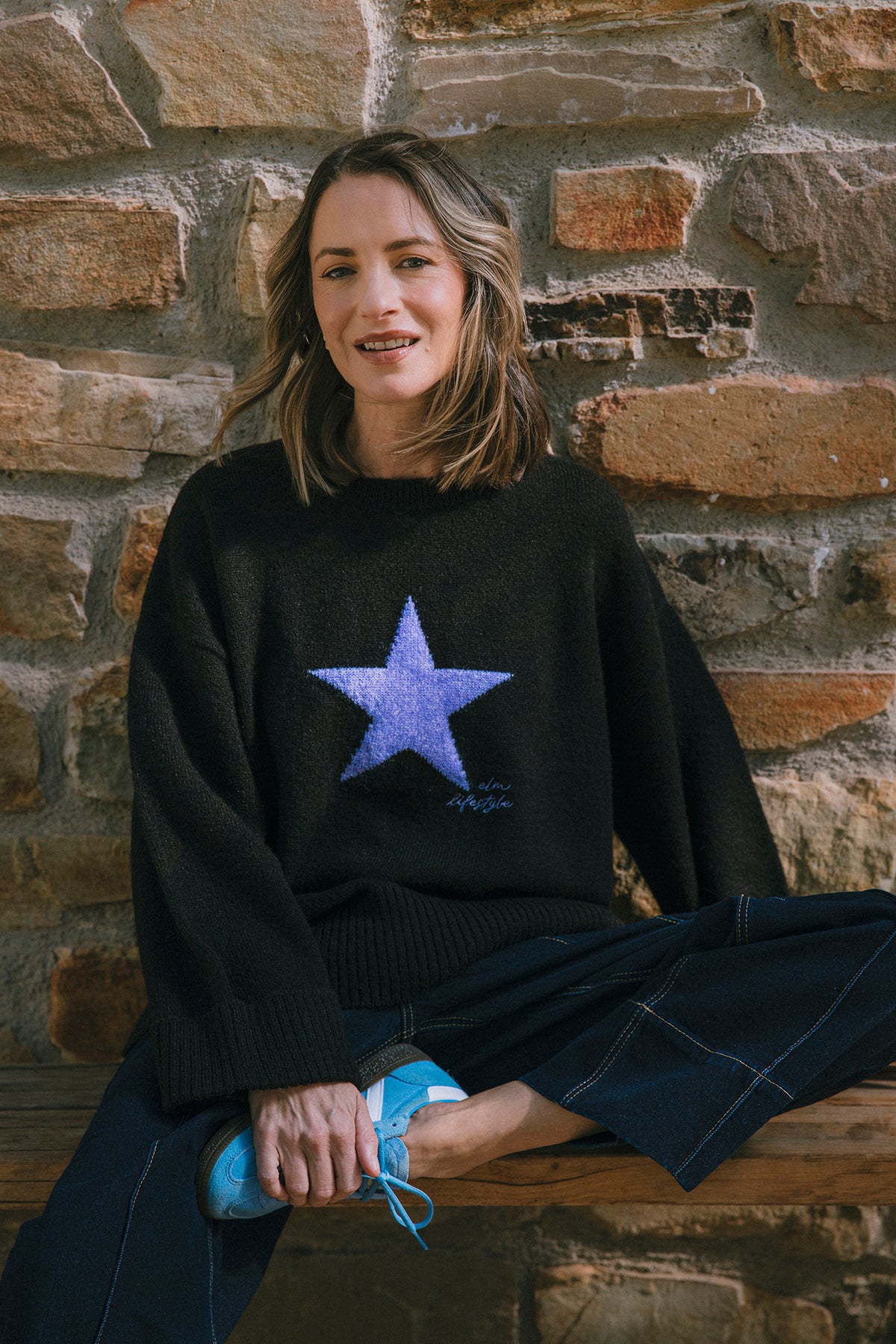 Star Intarsia Knit Black