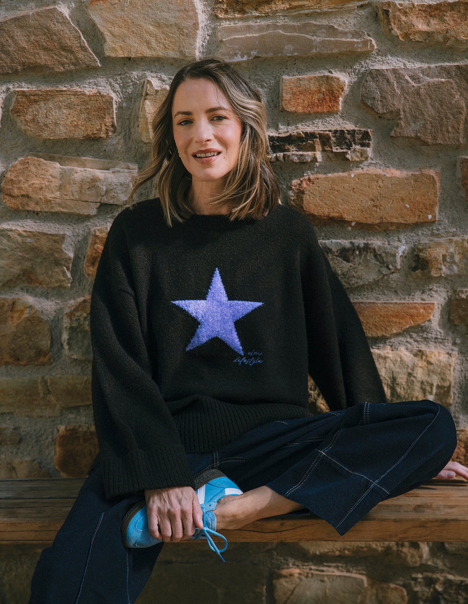 Star Intarsia Knit Black