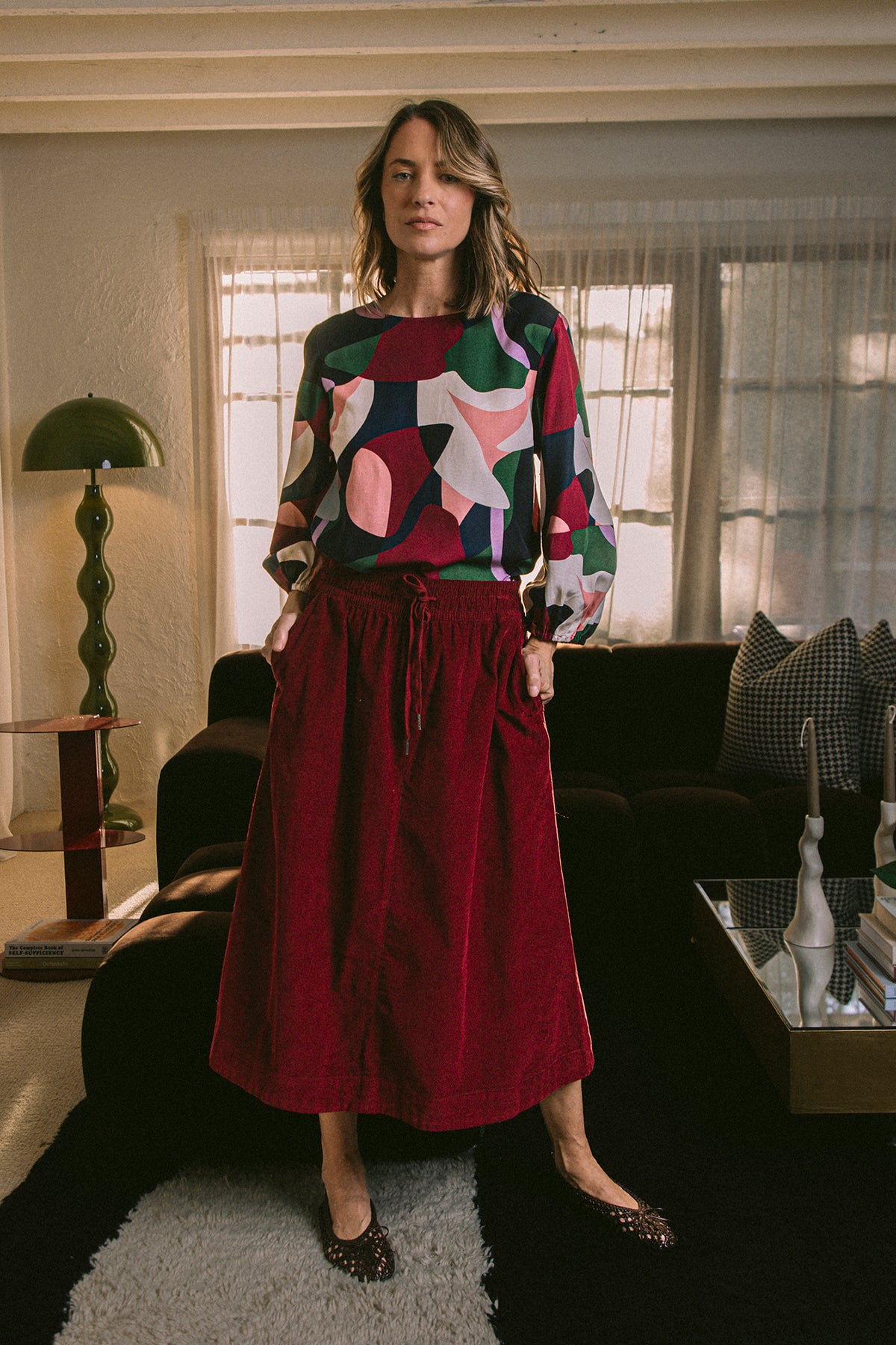 Winnie Cord Skirt Maroon