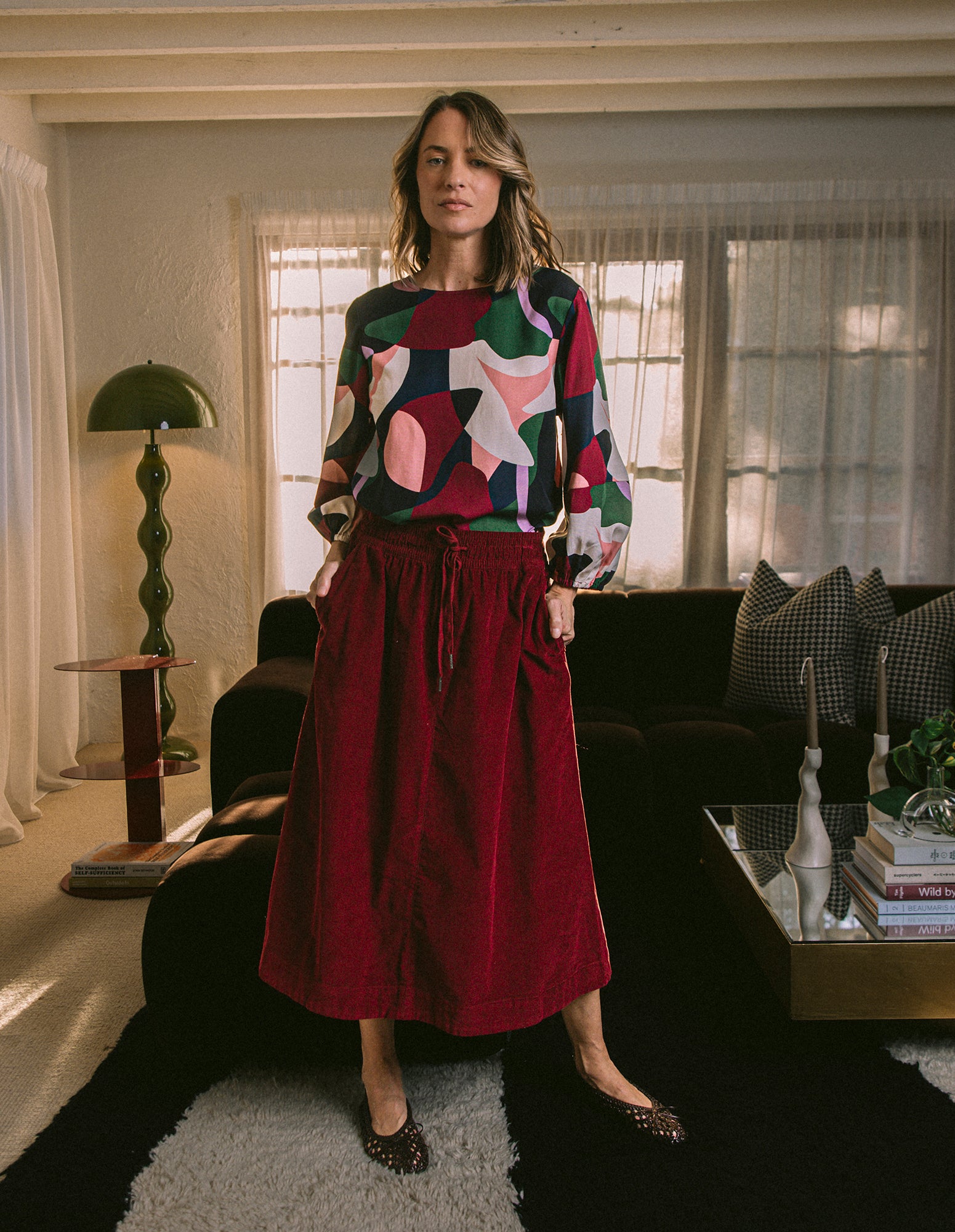 Winnie Cord Skirt Maroon