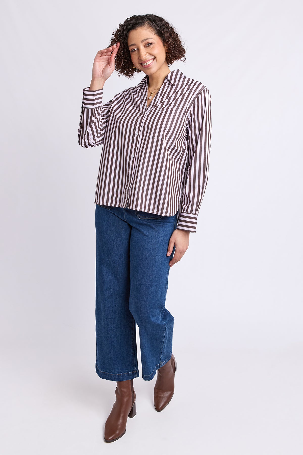 Sylvie Stripe Shirt Chocolate Stripe