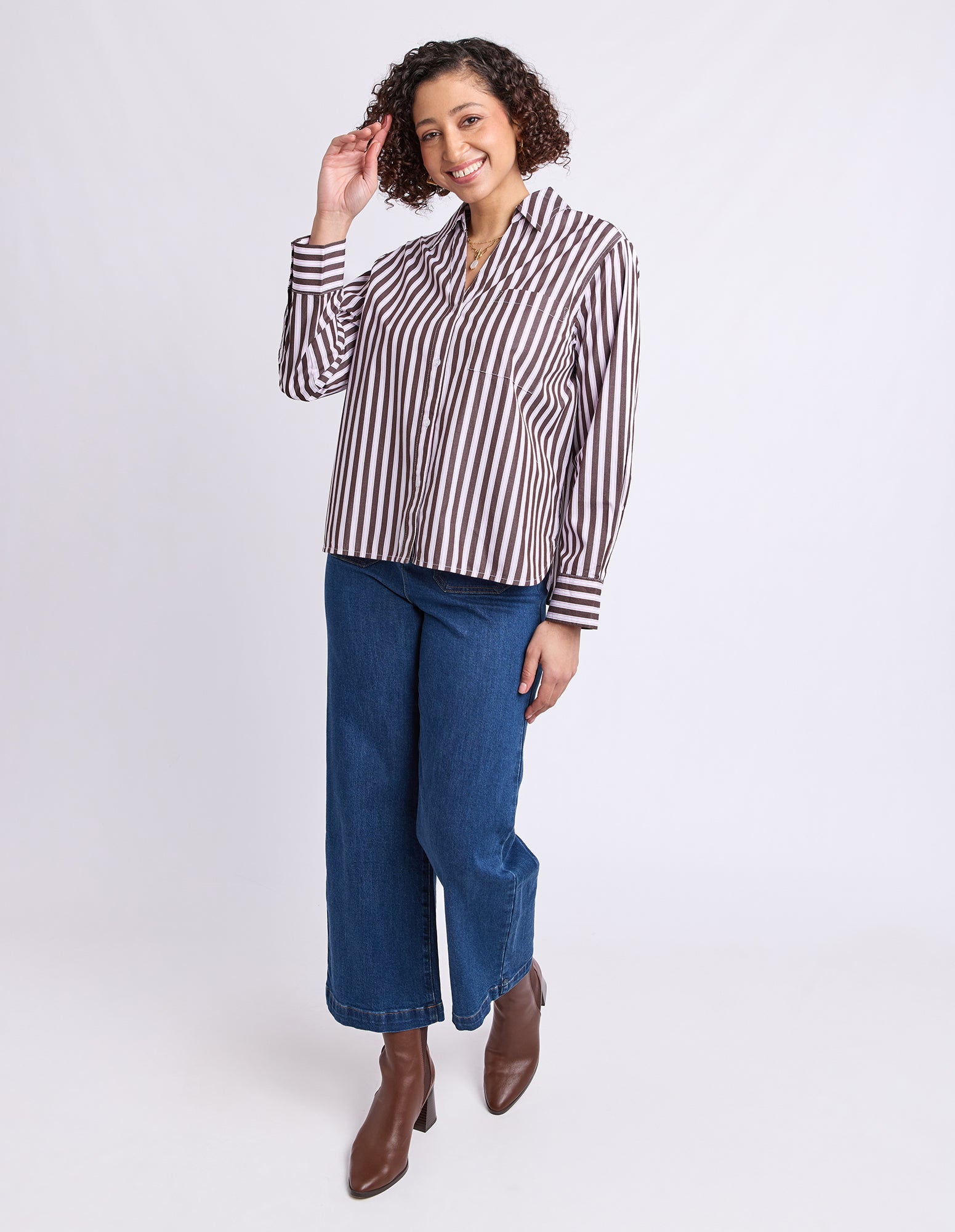 Sylvie Stripe Shirt Chocolate Stripe