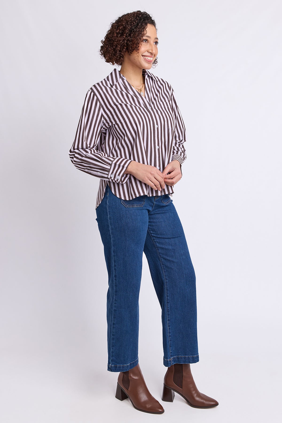 Sylvie Stripe Shirt Chocolate Stripe