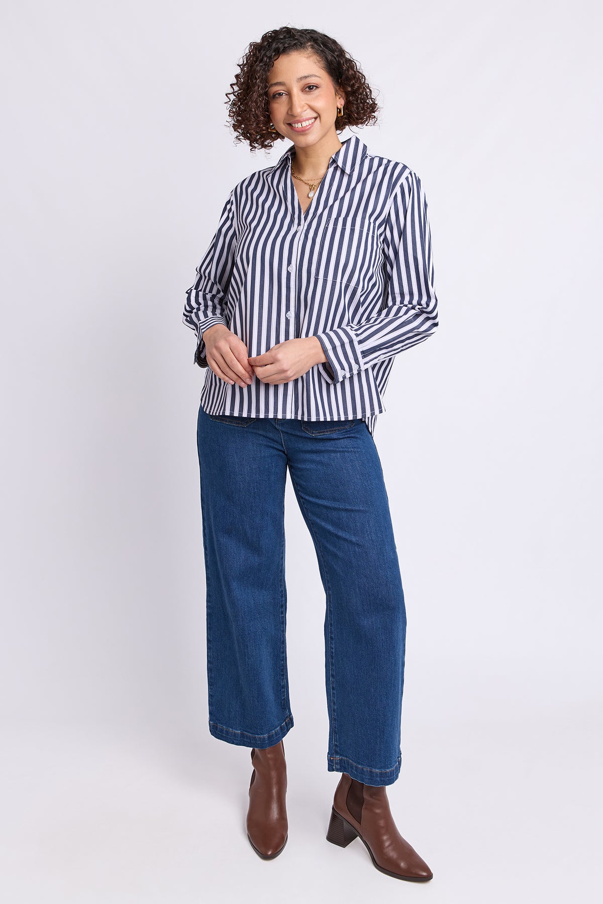 Sylvie Stripe Shirt Navy Stripe